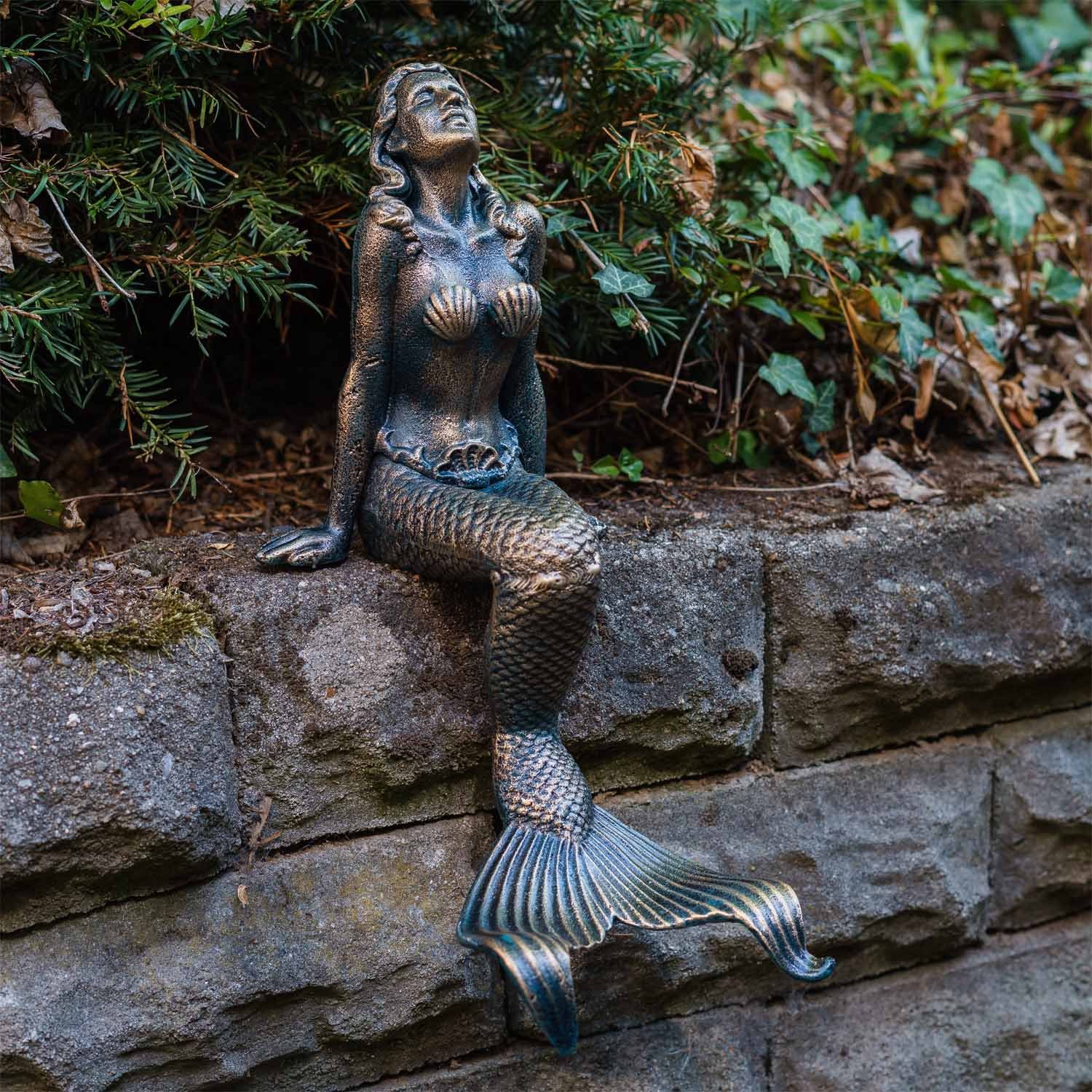 Eisenfigur Dekoration Aubaho Eisen Skulptur Figur Gartenfigur Meerjungfrau Antik-Sti Nixe