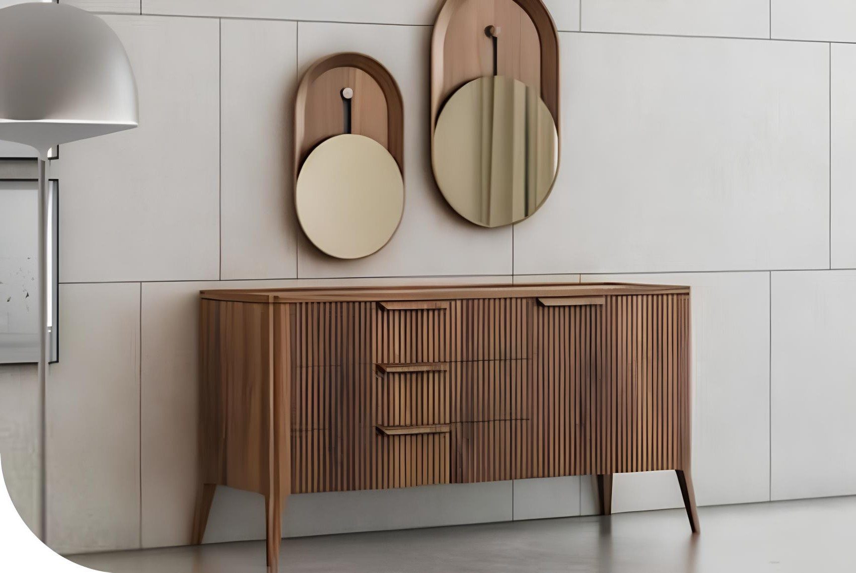 Xlmoebel Kombikommode Walnuss Natur - Toros Schwarze Marmor Kommode für Luxus Wohnzimme (3 St), Made in Europa