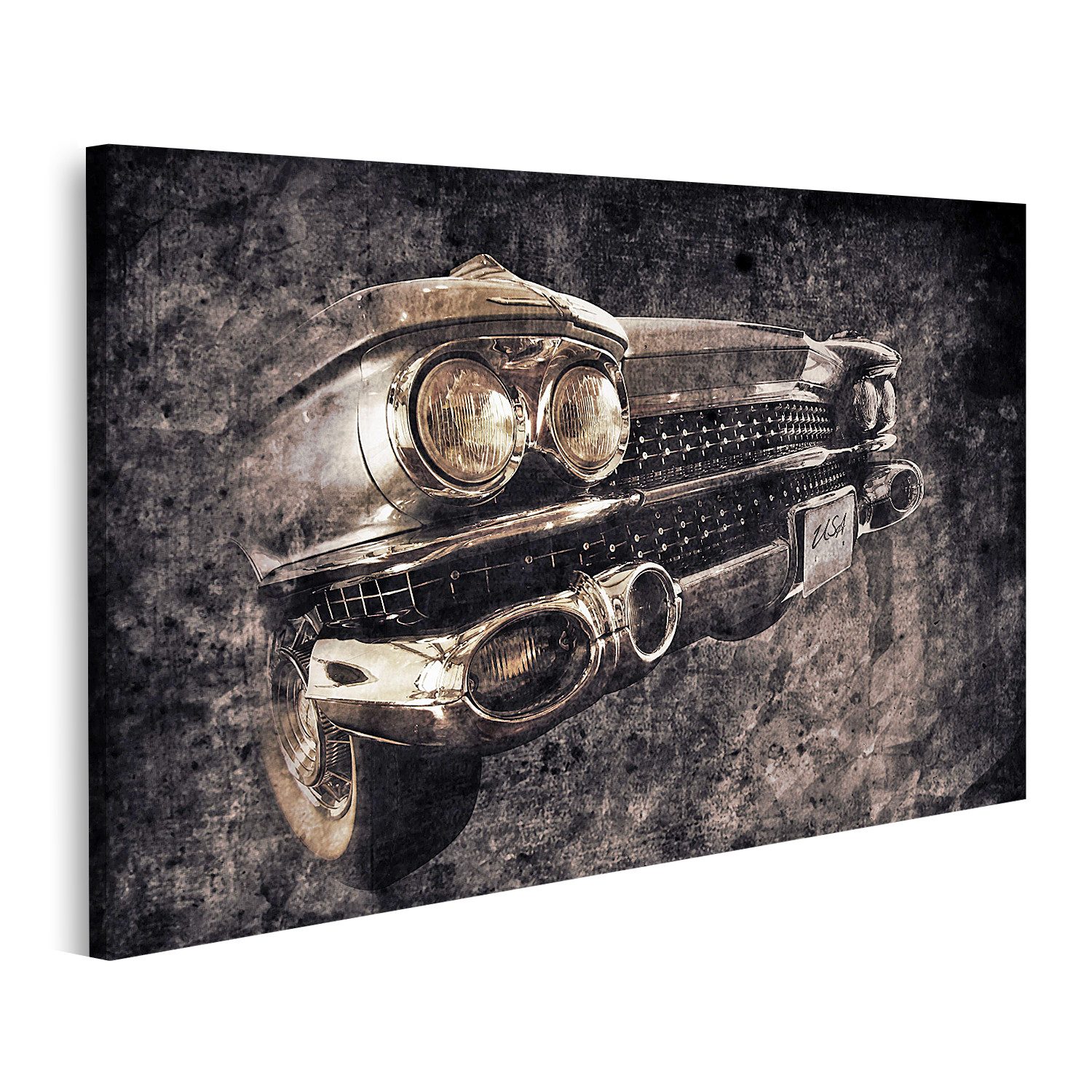 islandburner Leinwandbild Klassischer Oldtimer Auto Kunstwerk Vintage Foto Grafik Wandbild