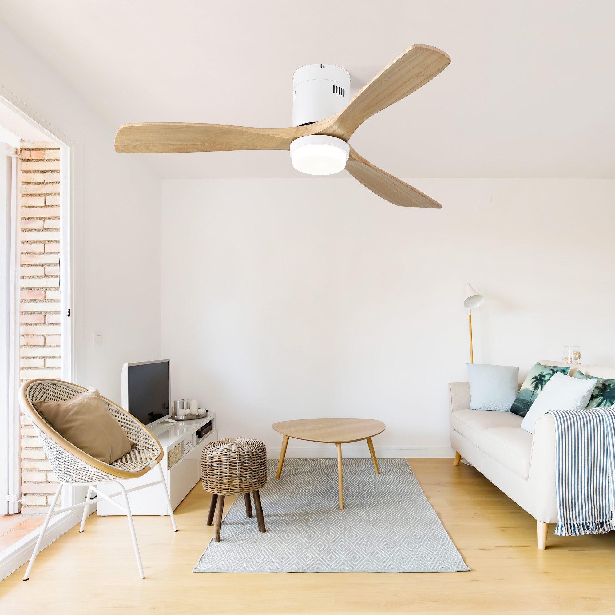 BlingBin Deckenventilator Holz Ventilator mit Beleuchtung günstig online kaufen