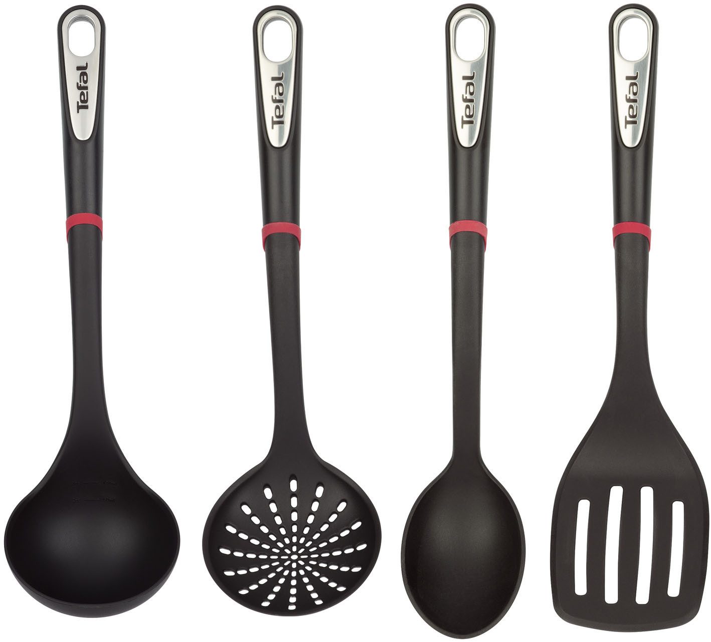 Tefal Kochbesteck-Set Ingenio (Set, 4-tlg), Passierlöffel/Kochlöffel/Pfannenwender/Schöpfkelle, spülmaschinenfest