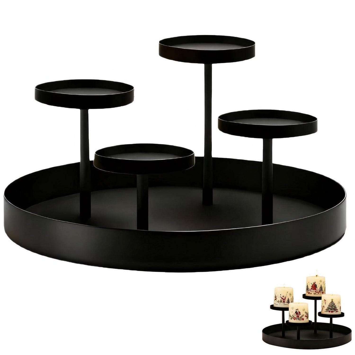 LuxusKollektion Adventskranz Adventskranz Metall Schwarz 20CM