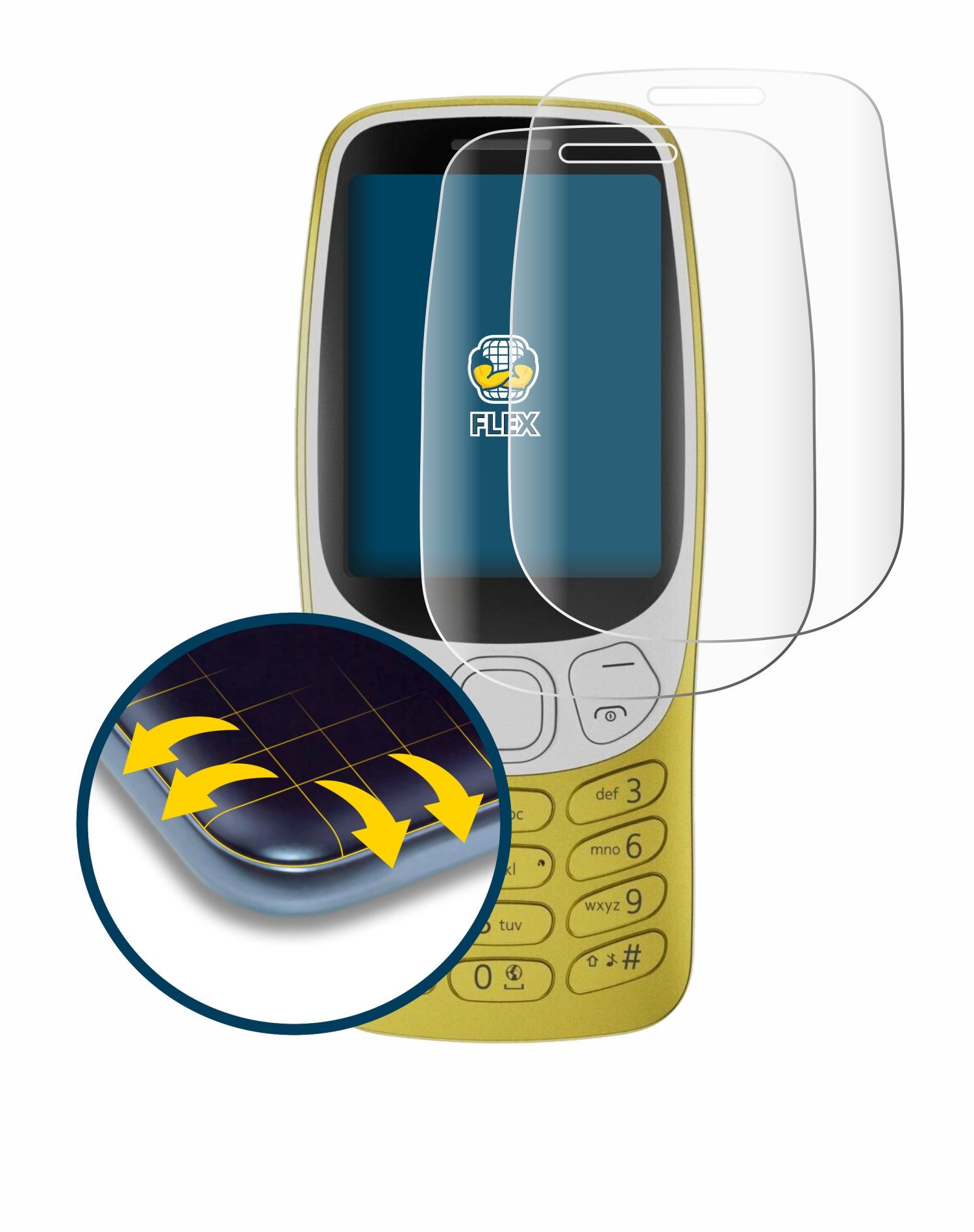 BROTECT Displayschutzfolie Fullscreen Schutzfolie für Nokia 3210, 2 Stück, Displayschutz Folie Fullcover Klar Transparent