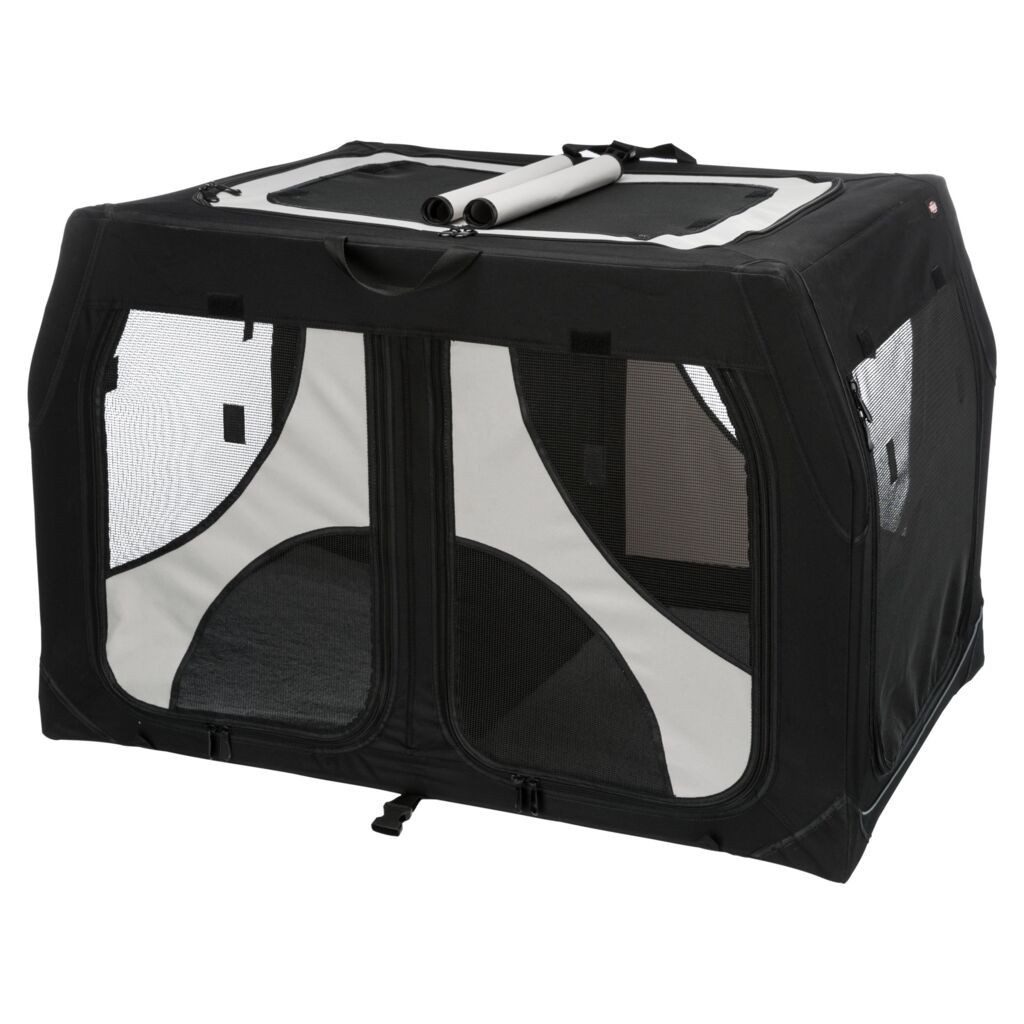 TRIXIE Hunde-Transportbox Hundebox Vario Double - schwarz/grau - 91 × 60 × 61/57 cm