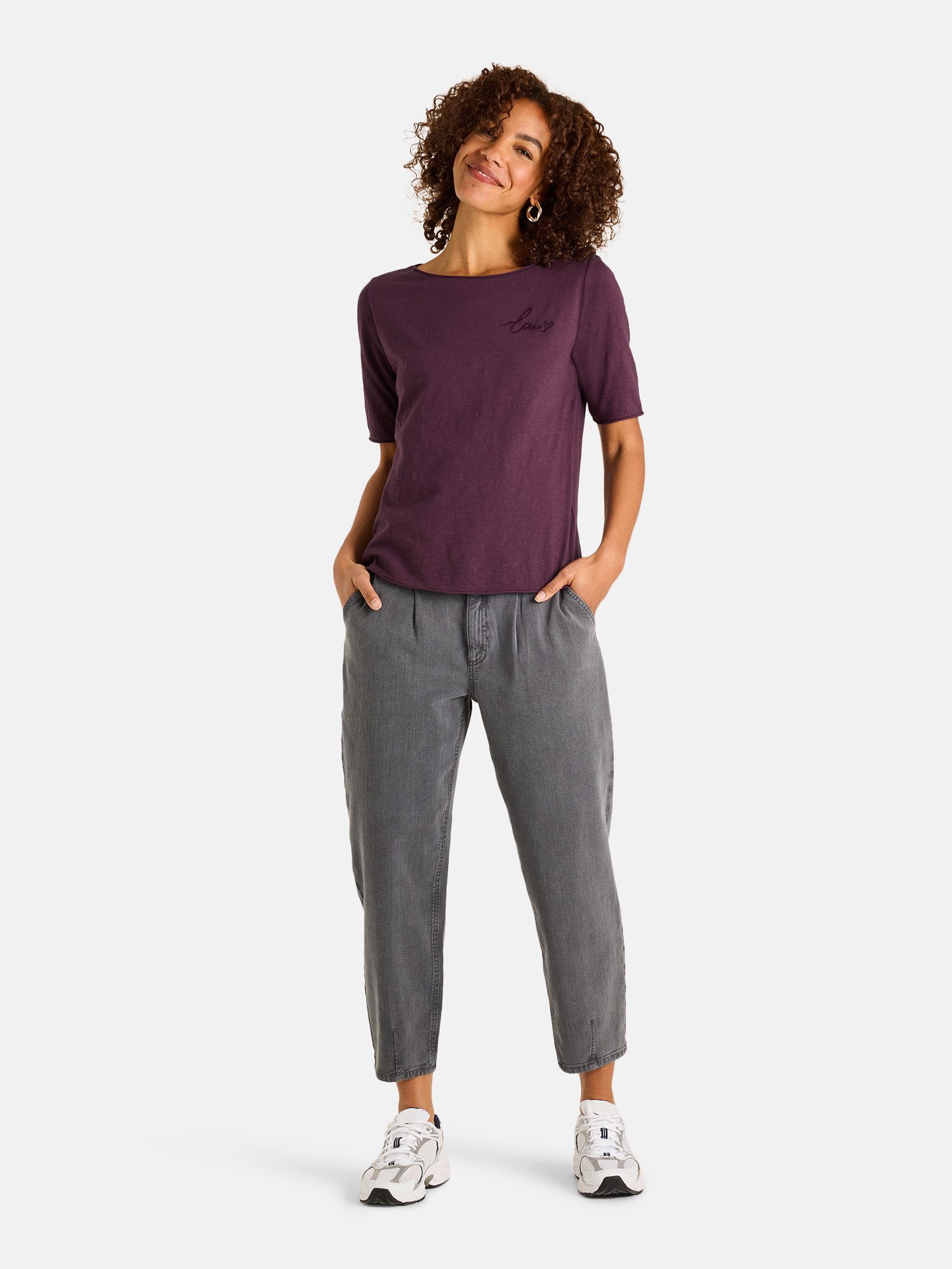 Lieblingsstück Rundhalsshirt CandiceEP mit Statement-Stickerei und im Batik-Look