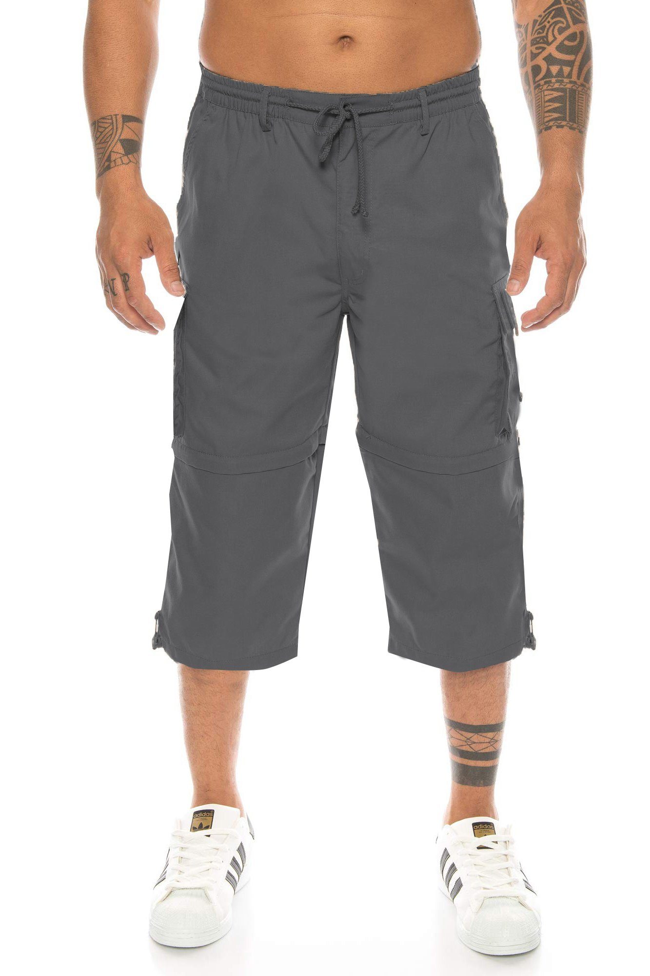 hose herren Taschen, Abnehmbare cargoshorts kurze Beine, Bermudas Cargo herren, sommer Herren Hose Cargobermudas Herren Herren Kurze 3/4 Kendindza Collection Grau Hose