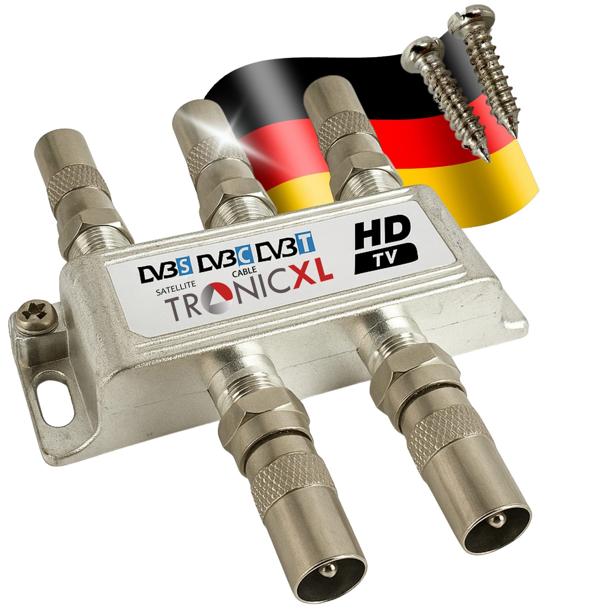 TronicXL SAT-Verteiler 4fach BK Verteiler TV Kabel Antennenverteiler Kabelfernsehen DVBC