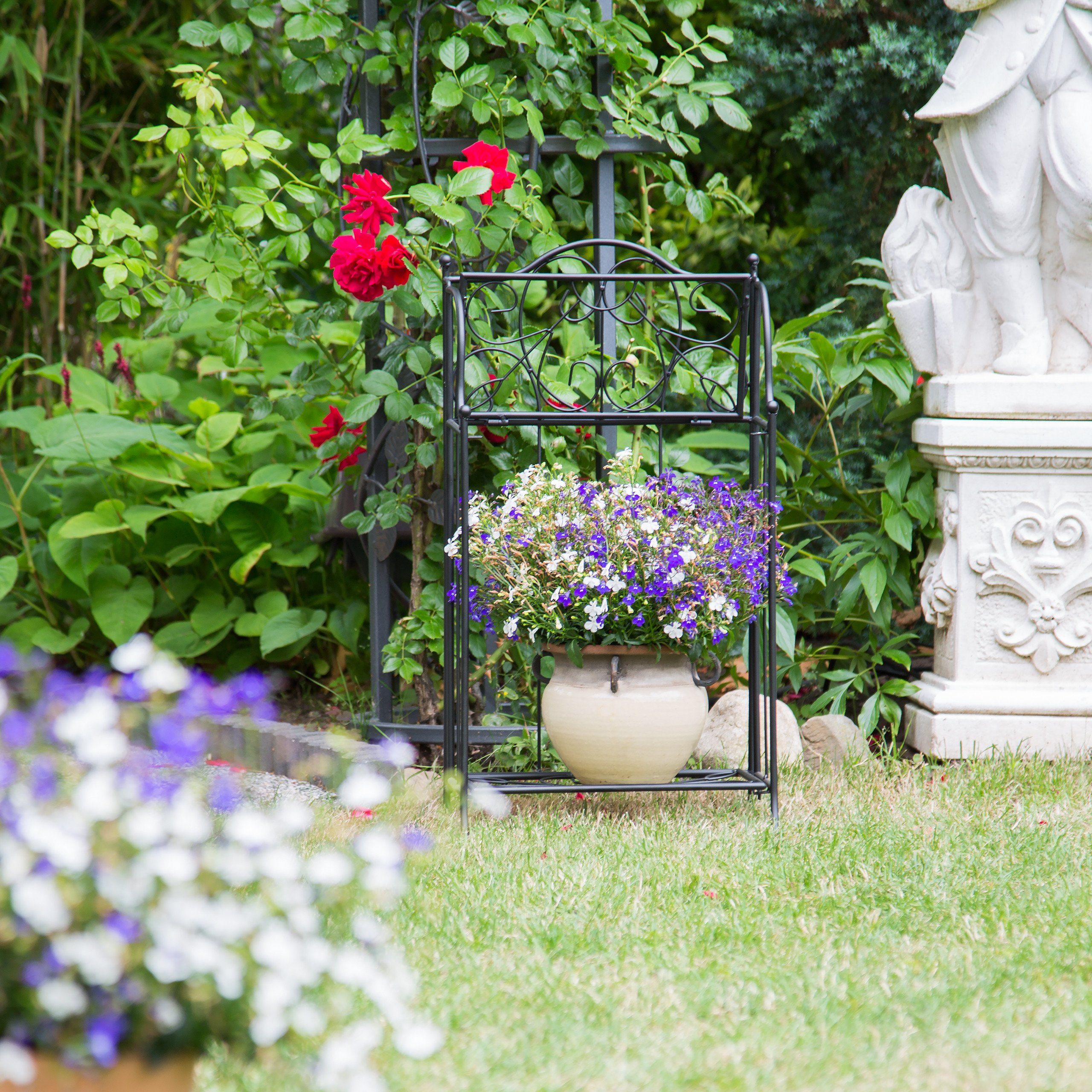 relaxdays Blumenständer Blumenregal Metall 2 Ablagen günstig online kaufen
