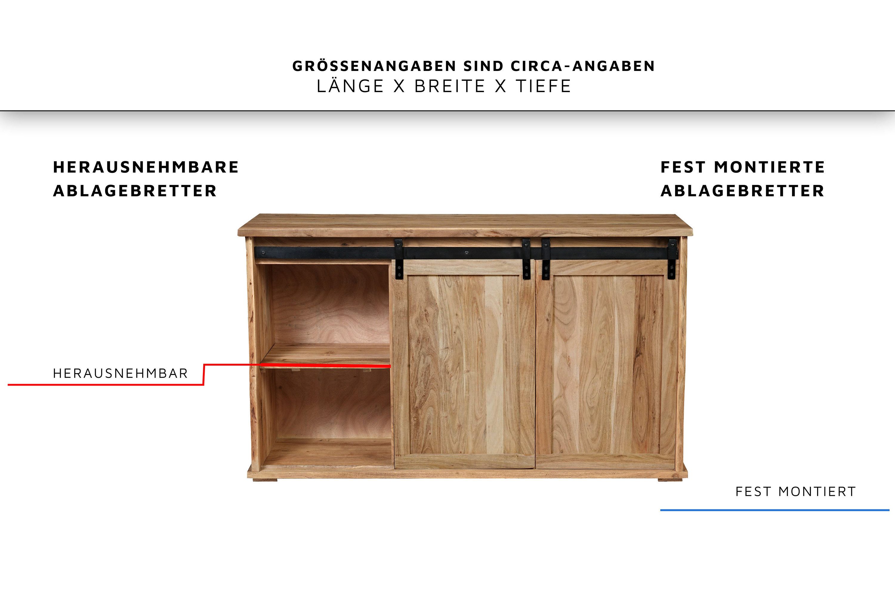 SAM® Sideboard Fritz, Akazienholz, mit Baumkante oder gerader Kante, Industrial-Design