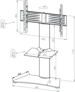 VCM TV Standfuß Ständer Rack Alu Glas Fernseh Zental Z TV-Ständer, (1-tlg)