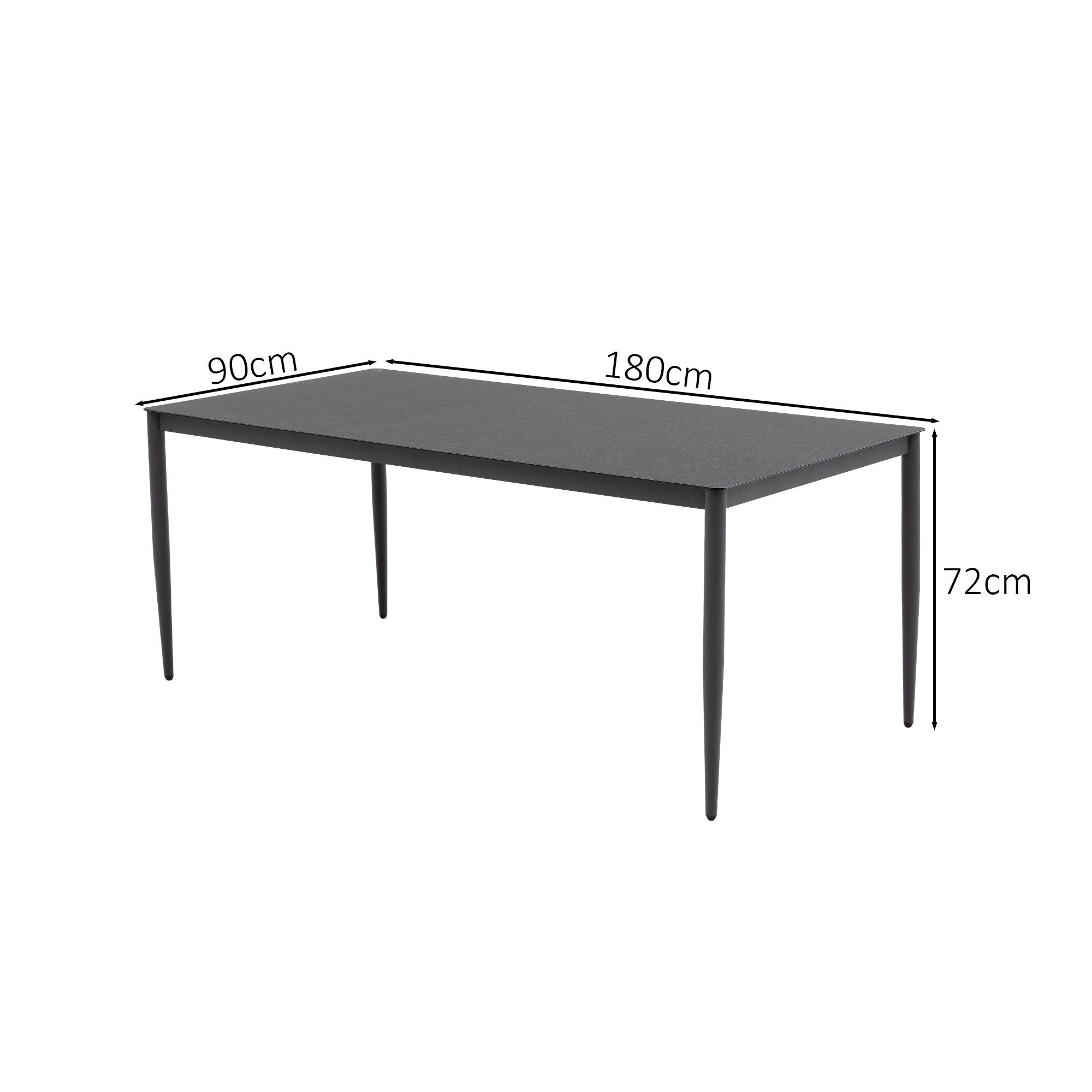 MANDALIKA Garden Gartentisch Esstisch Palermo 180 x 90 x 72cm mit aufliegender Dekorglasplatte