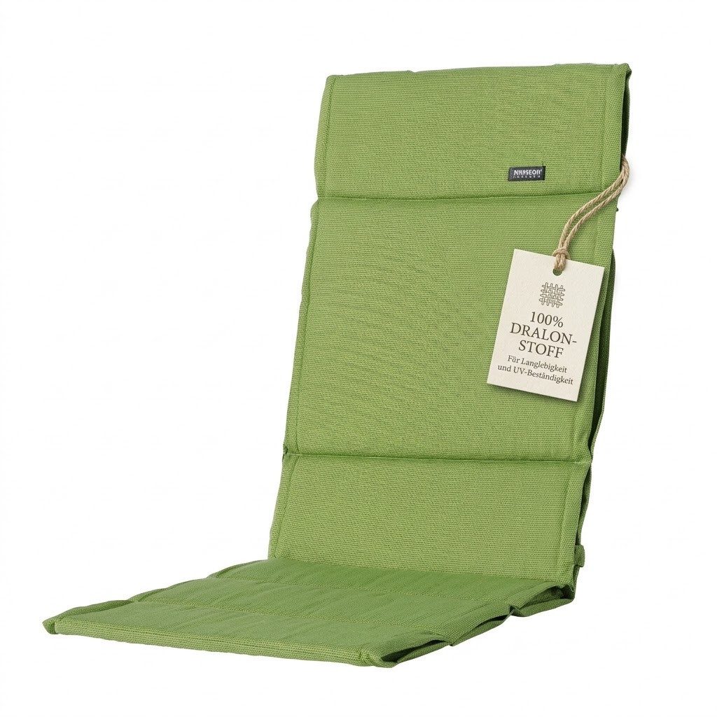 Madison Hochlehnerauflage Rib grün Gartenstuhl Polster für Hochlehner, (Auflage, 1 St., 1 Auflage), für Hochlehner-Stühle UV-beständig 100% Dralongewebe