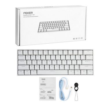 FEKER Gaming-Tastatur (Mechanische Tastatur Bluetooth + USB Doppelverbindungsweise CAP&PRO Switch Gaming 61 Tasten)