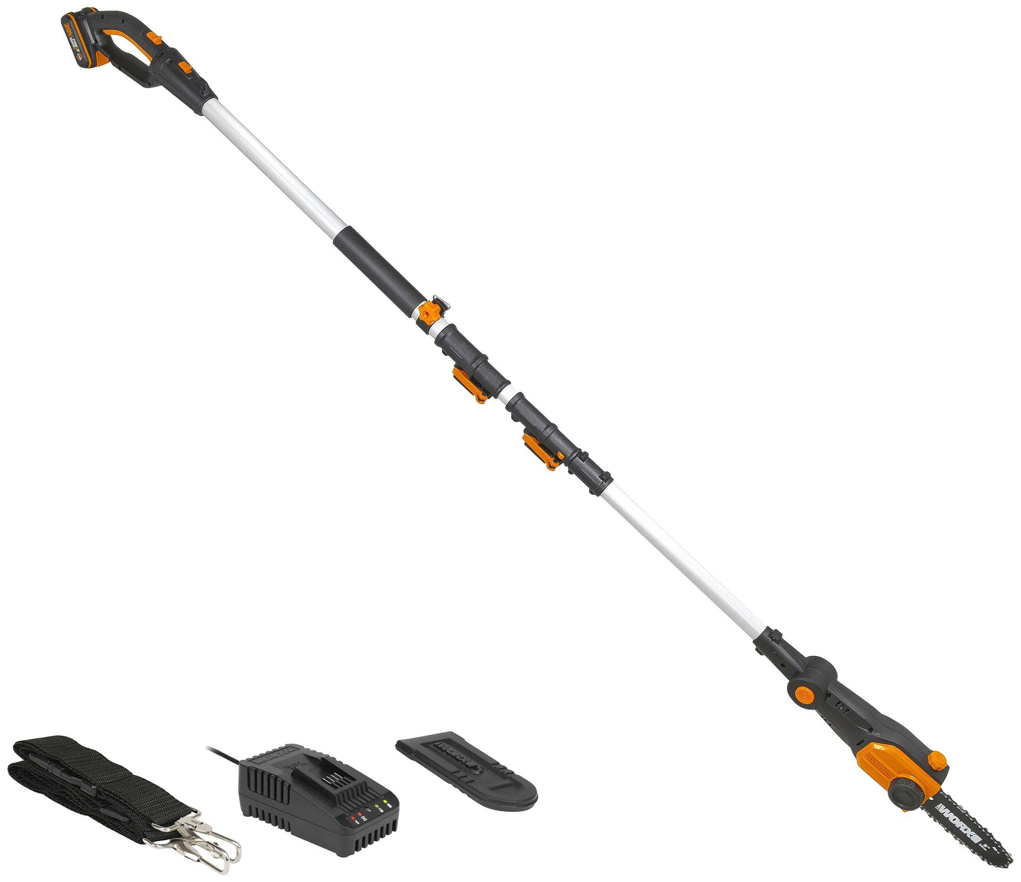 Worx Akku-Hochentaster 20V Akku Секатор, 20cm, Teleskopgriff max. 3,6m, (Set, Gartenscheren-Maschinen), inklusive 20V/2Ah Akku und Ladegerät