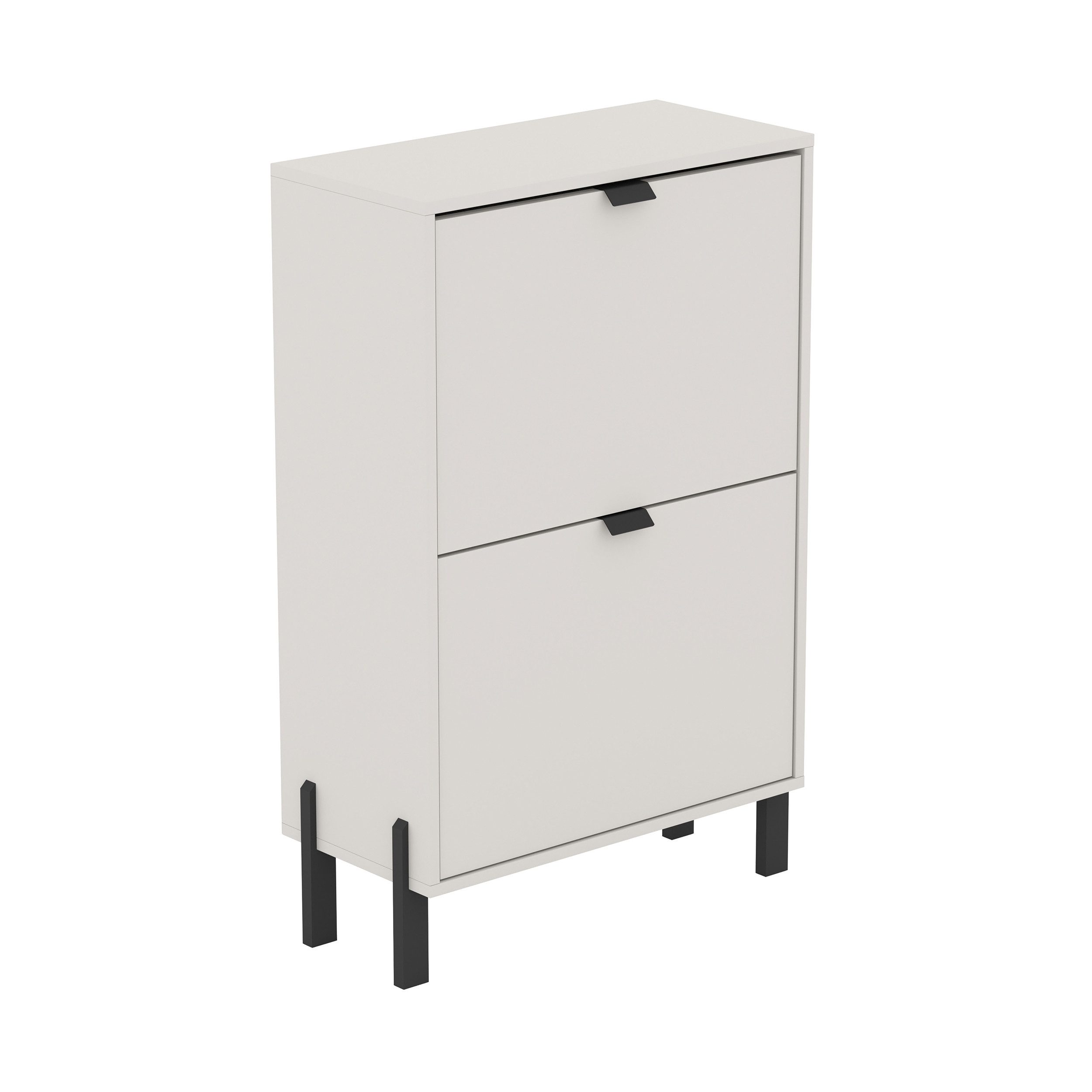 Beautysofa Schuhschrank CORTINA mit 2 Türen (mit Metallgriffen und Füßen, Farbe Sandbeige) Breite: 61 cm