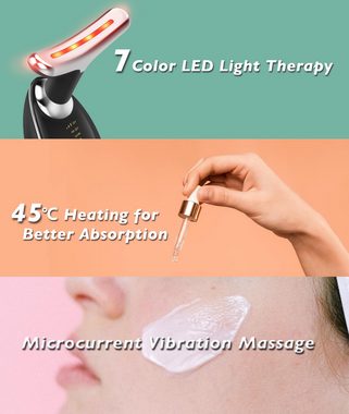 leben Dermaroller 7-Farben-Gesichts- und Nackenmassagegerät für den Heimgebrauch, Schwarz glänzend, Hautpflege-Gesichtsmassagegerät, Hautpflege-Tools