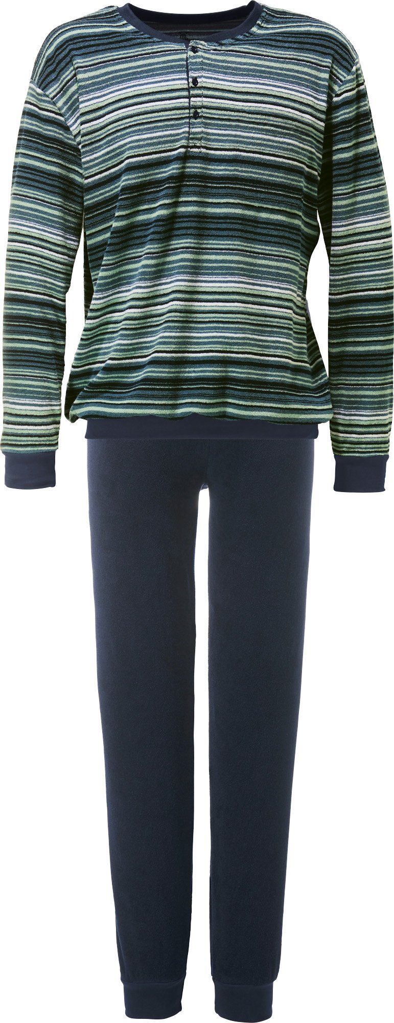 Erwin Müller Pyjama Herren-Schlafanzug Frottee Streifen günstig online kaufen