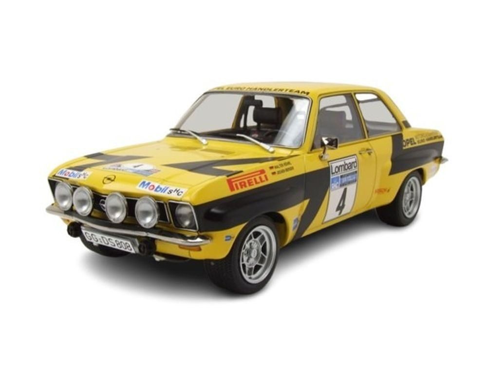 MCG Modellauto Opel Ascona A #4 RAC Rallye 1975 gelb Röhrl Geistdörfer, Maßstab 1:18