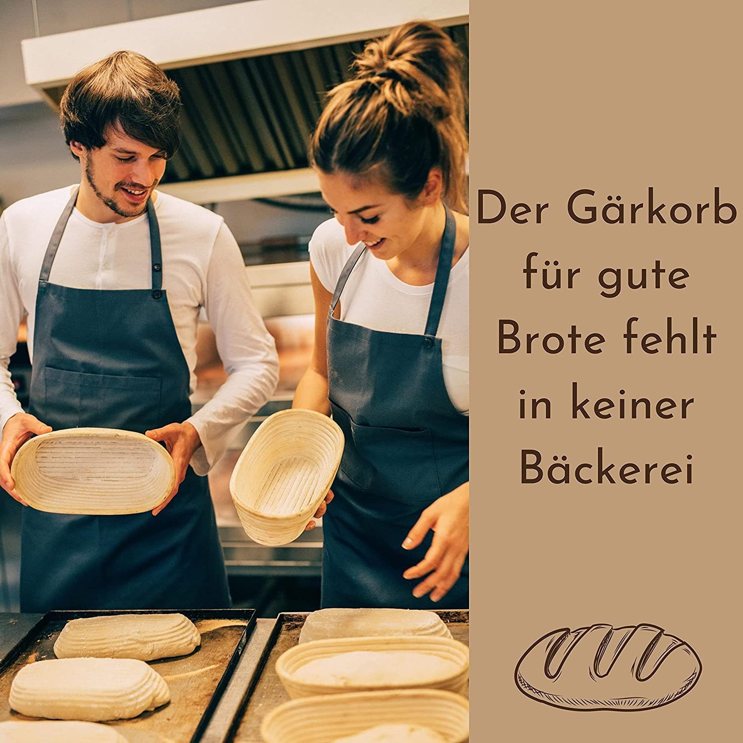 riijk Gärkorb Gärkörbchen inkl. gratis Teigschaber, (Peddigrohr Korb mit waschbarem Leineneinsatz), Brotkorb oder zum gären von Brot – Bild 5 von 5