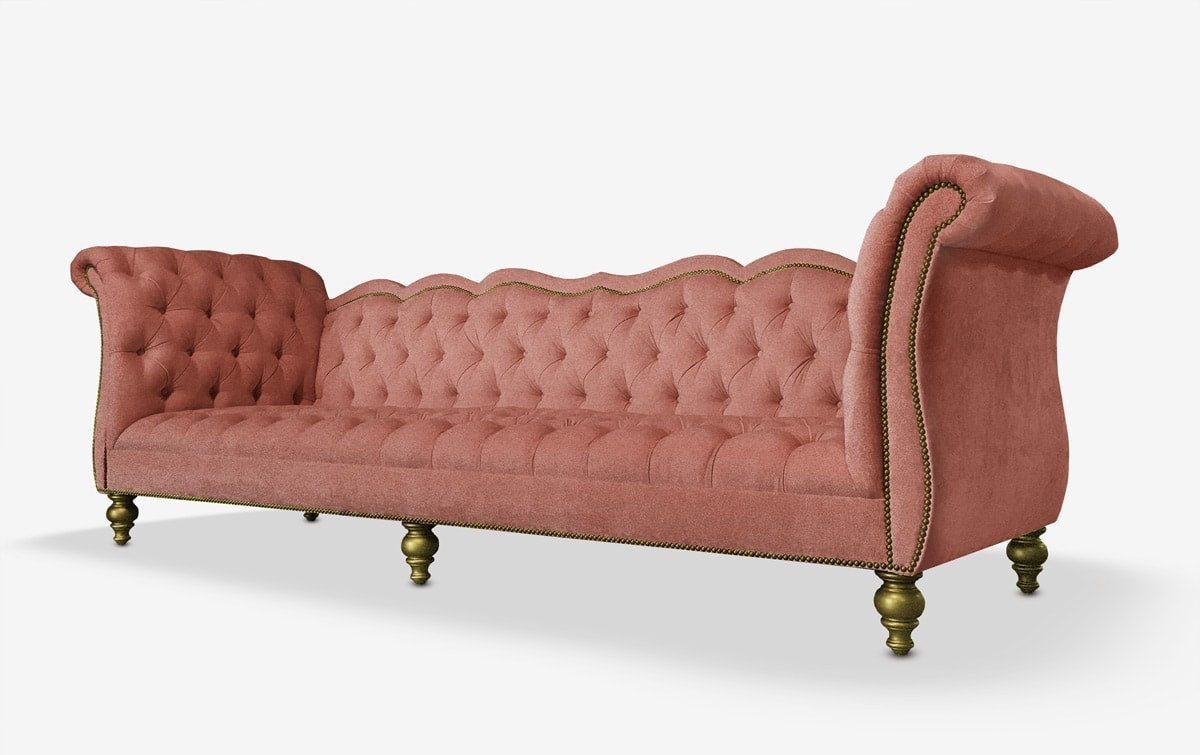 Xlmoebel Chesterfield-Sofa Buntes Chesterfield-Sofa in Türkis mit elegantem Textilbezug, Hergestellt in Europa