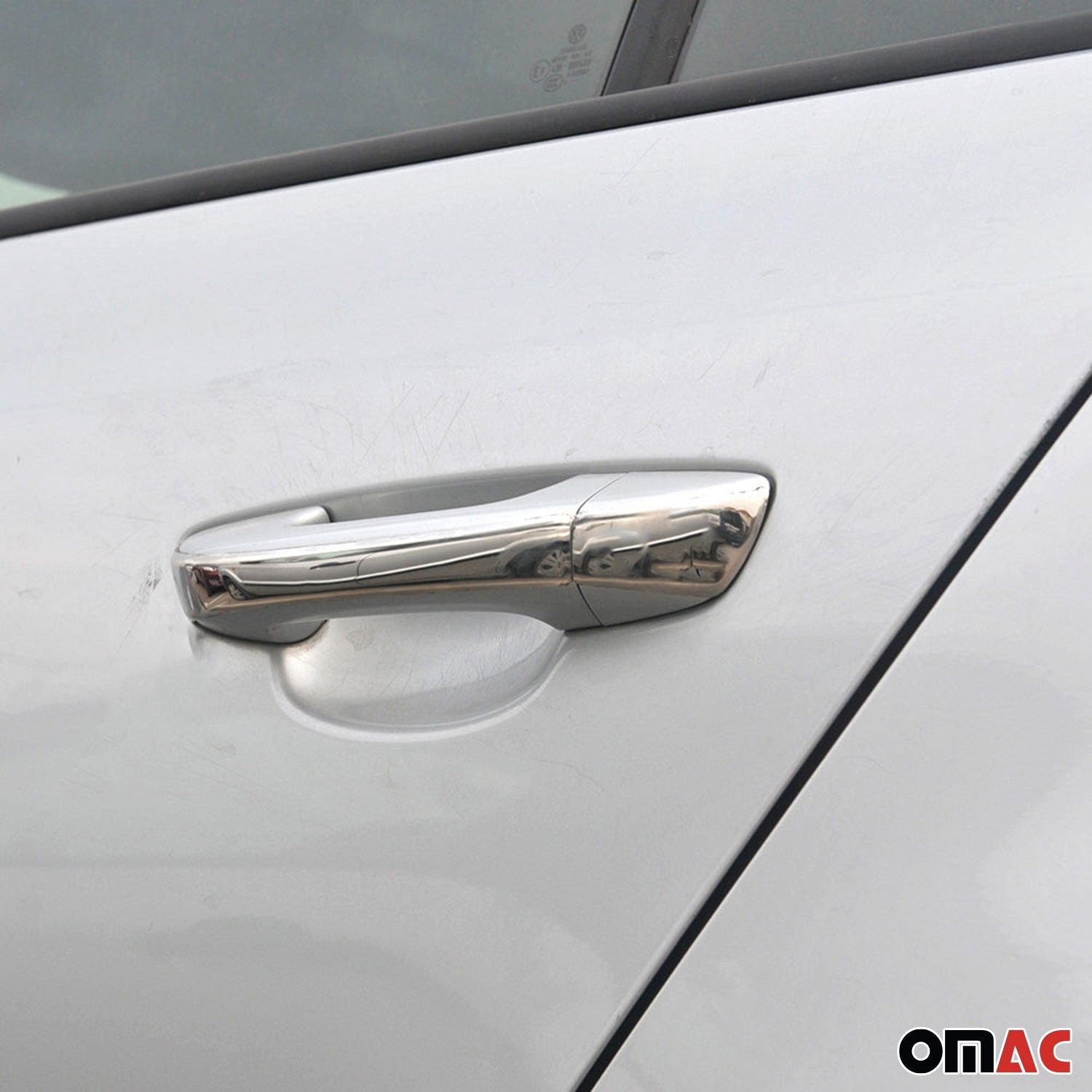 OMAC Zierleisten-Aufkleber Türgriff Blende für Seat Alhambra 2010-2025 4Tür Edelstahl 8x, (8tlg), Langlebig,Einfache Reinigung,Einfache Installation,Rostbeständig
