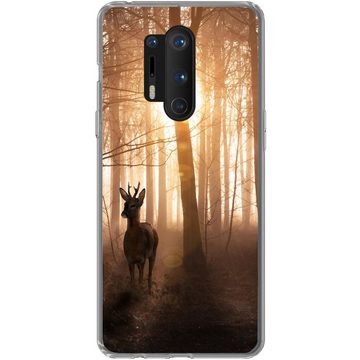MuchoWow Handyhülle Wald - Hirsche - Sonne - Bäume - Winter - Natur - Tiere, Phone Case, Handyhülle OnePlus 8 Pro, Silikon, Schutzhülle