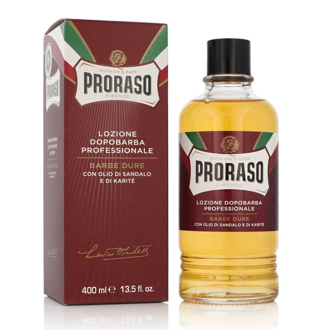 PRORASO After Shave Lotion Nourishing 400 ml, Sandelholz & Sheabutter für gepflegte Haut nach der Rasur