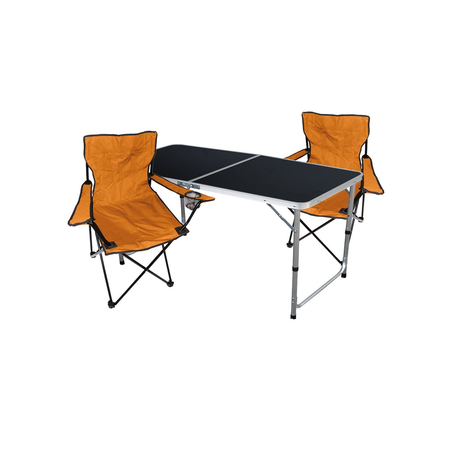 Mojawo Essgruppe 3-teiliges Campingmöbel Set Lime Tisch höhenverstellbar + Stühle