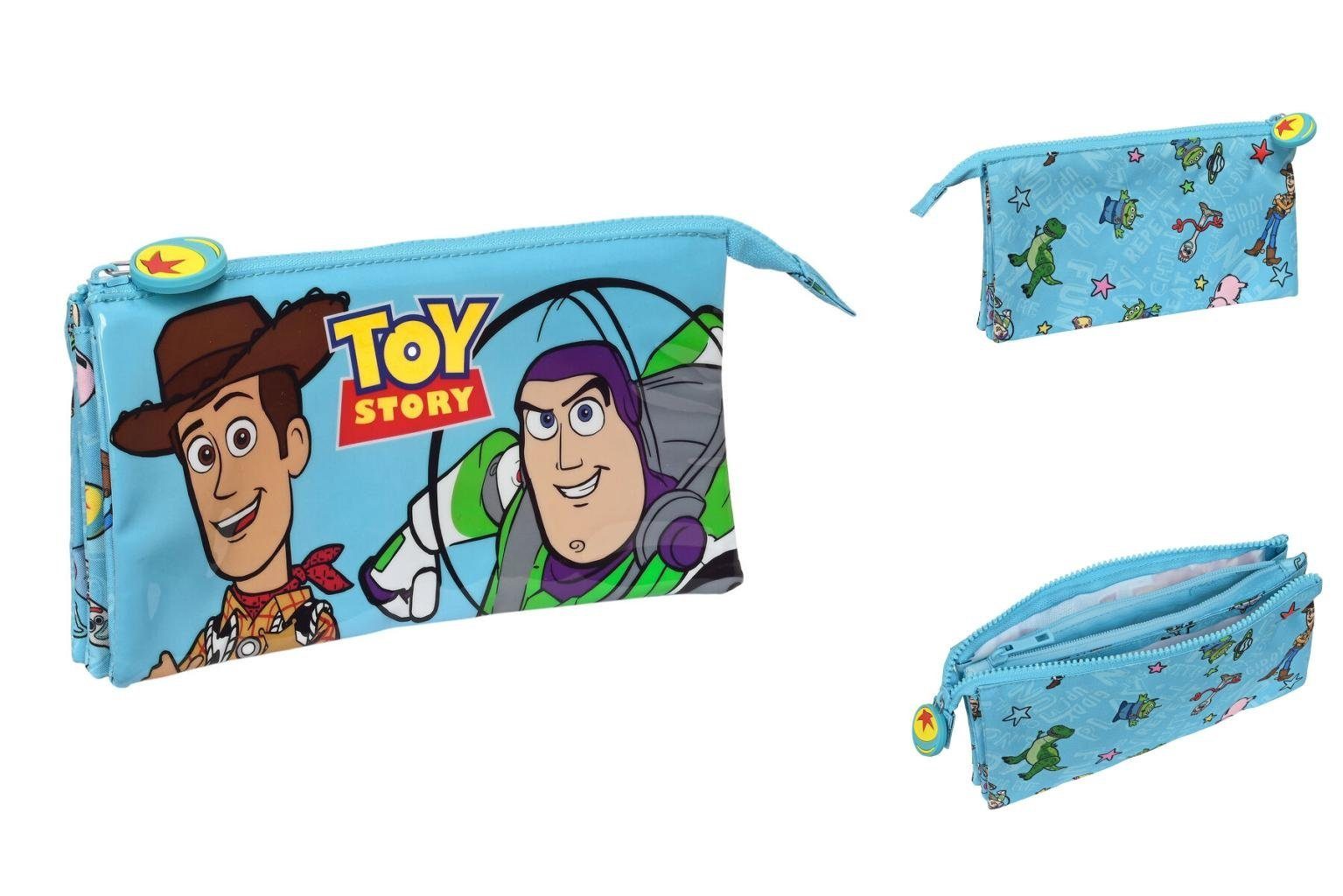 Disney Pixar Toy Story Federtasche Dreifaches Mehrzweck-Etui Toy Story Ready to play Hellblau 22 x 12 x 3 cm