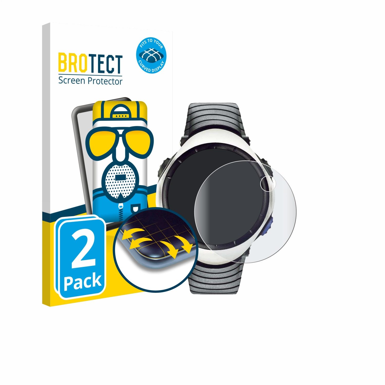 BROTECT Displayschutzfolie Fullscreen Schutzfolie für Suunto Regatta, 2 Stück, Displayschutz Folie Fullcover Matt Entspiegelungsfolie