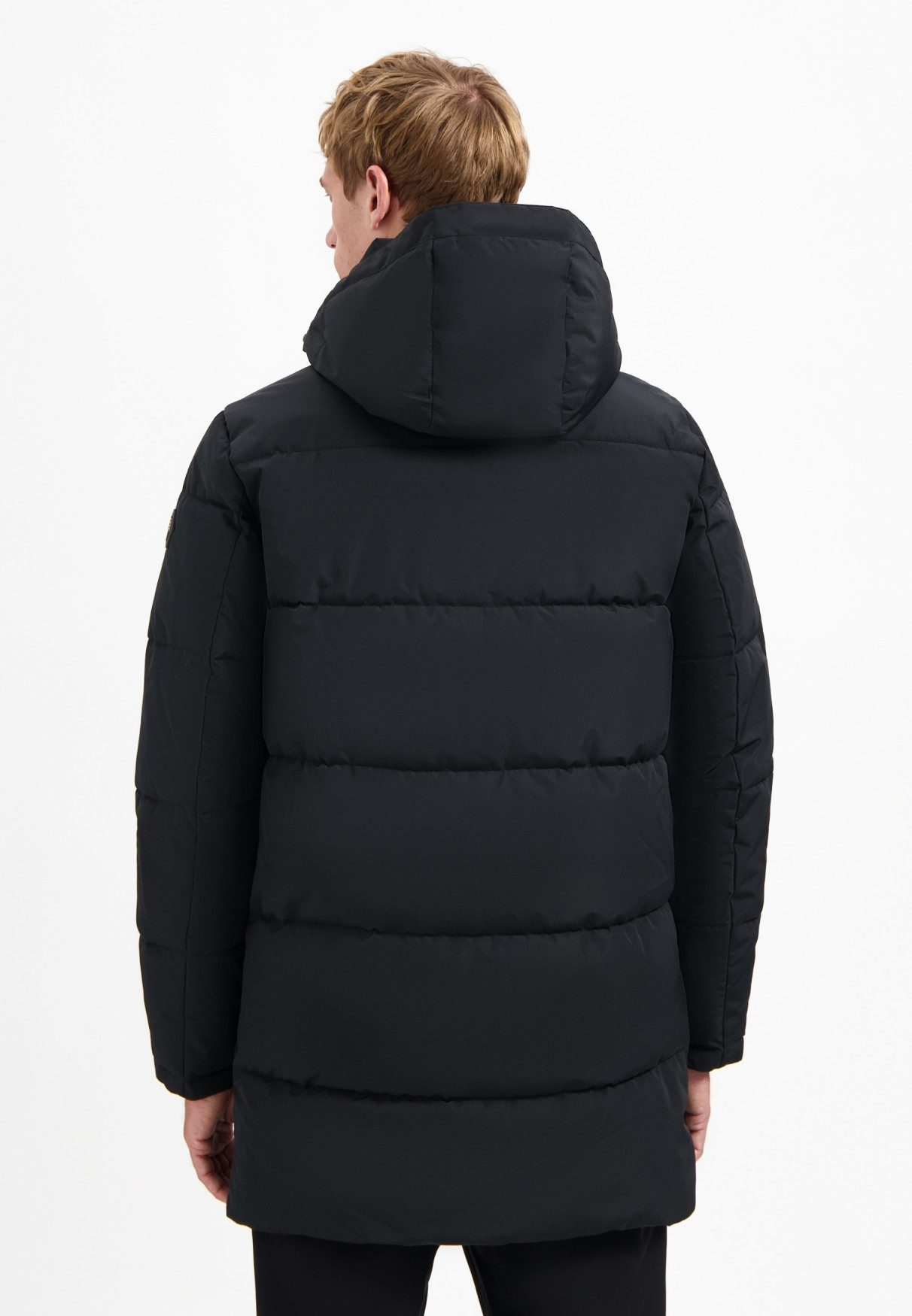 NO EXCESS Parka No Excess Langer Steppparka Jacket Long Parka Hood Padded
