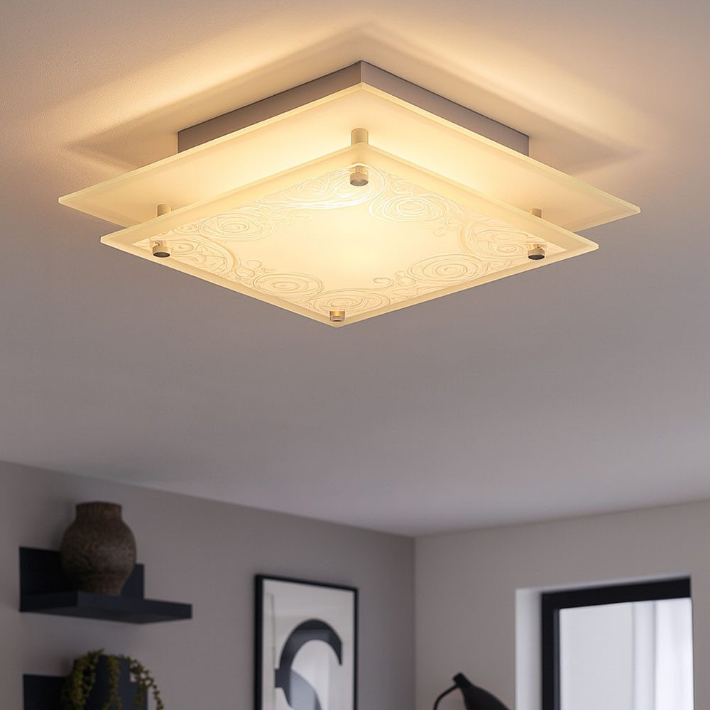 Esto Deckenleuchte, Leuchtmittel nicht inklusive, Design Glas Decken Lampe Wohn Schlaf Zimmer Beleuchtung Lampe