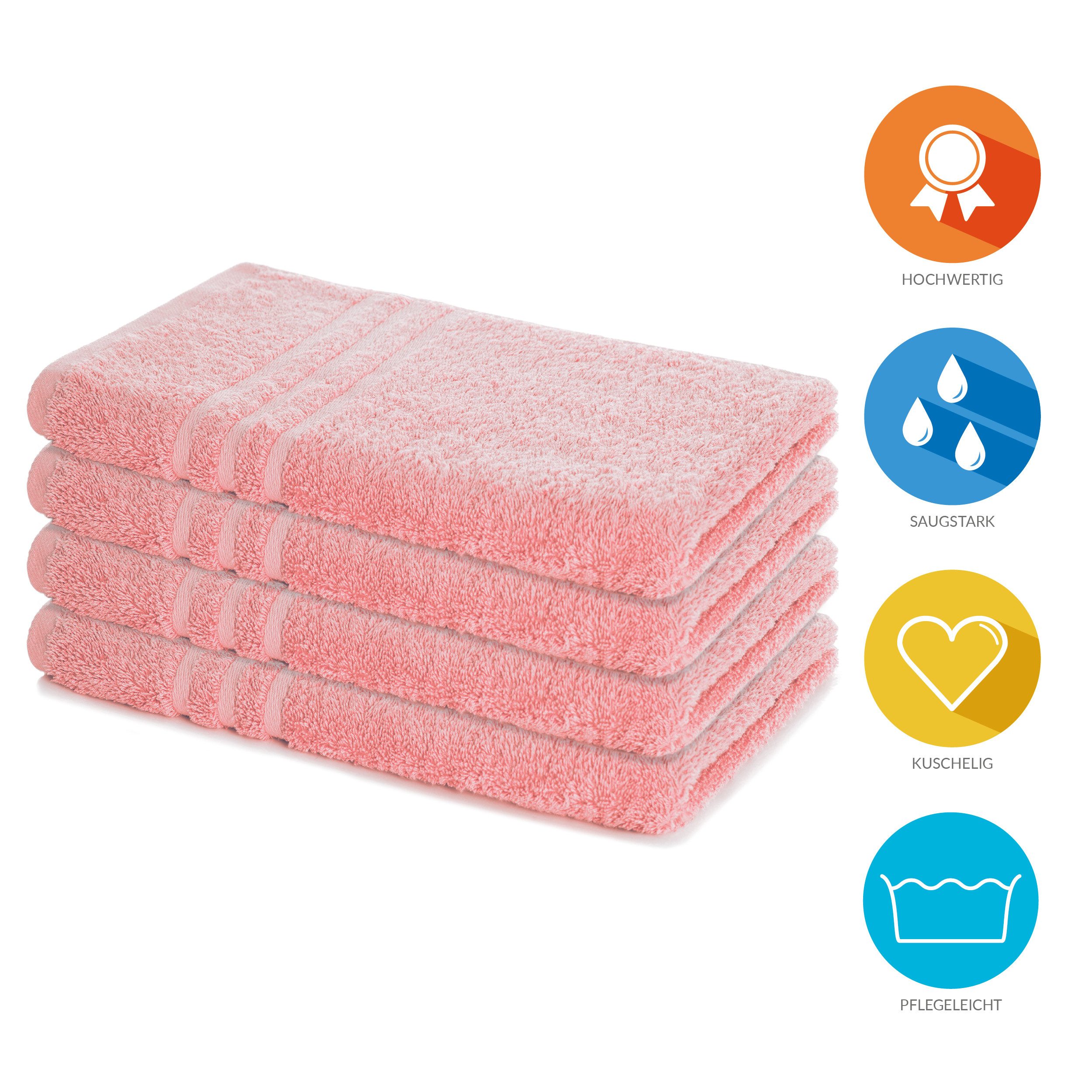 Lavea Handtuch Elena-Frottierserie 50x100 cm, 100% Baumwolle (4er Set), 500 g/m² Frottier, weich & saugstark, pflegeleicht