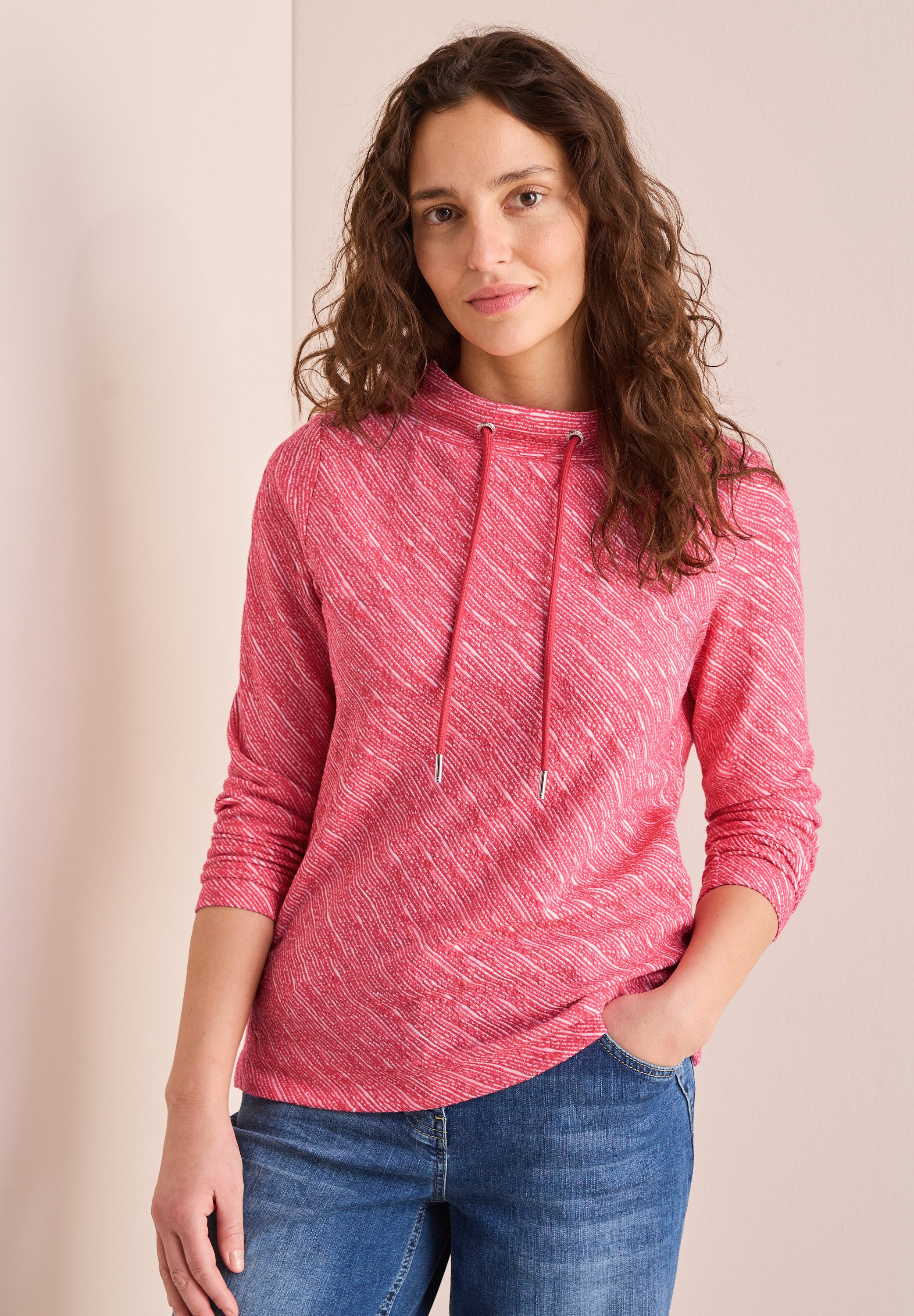 CECIL Langarmshirt aus elastischem Materialmix