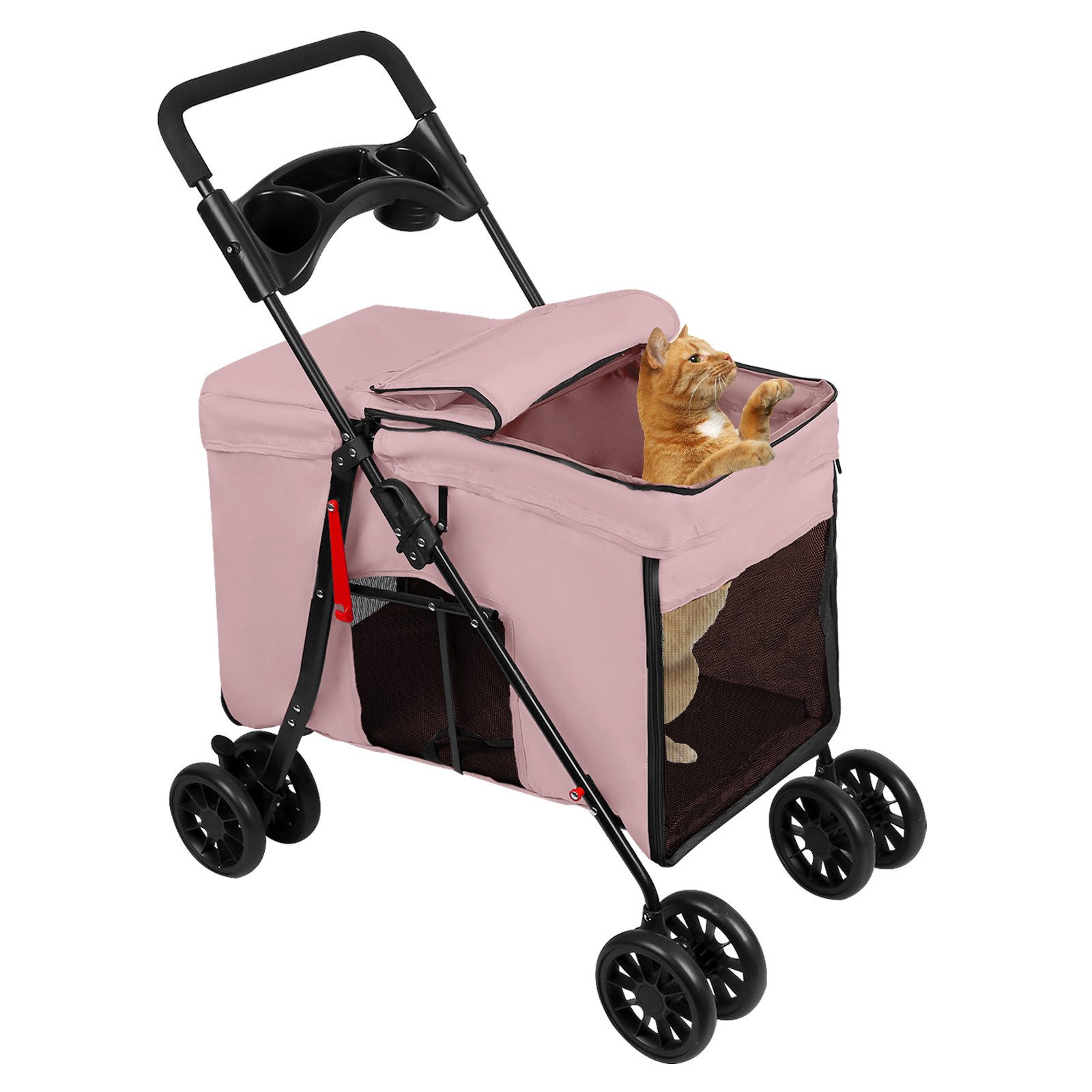JEOBEST Hundebuggy Hundewagen für kleine und mittelgroße Hunde und Katzen, (Hundetrolley, 1-tlg. Faltbarer) Oxford-Gewebe, 360° Rollen Design