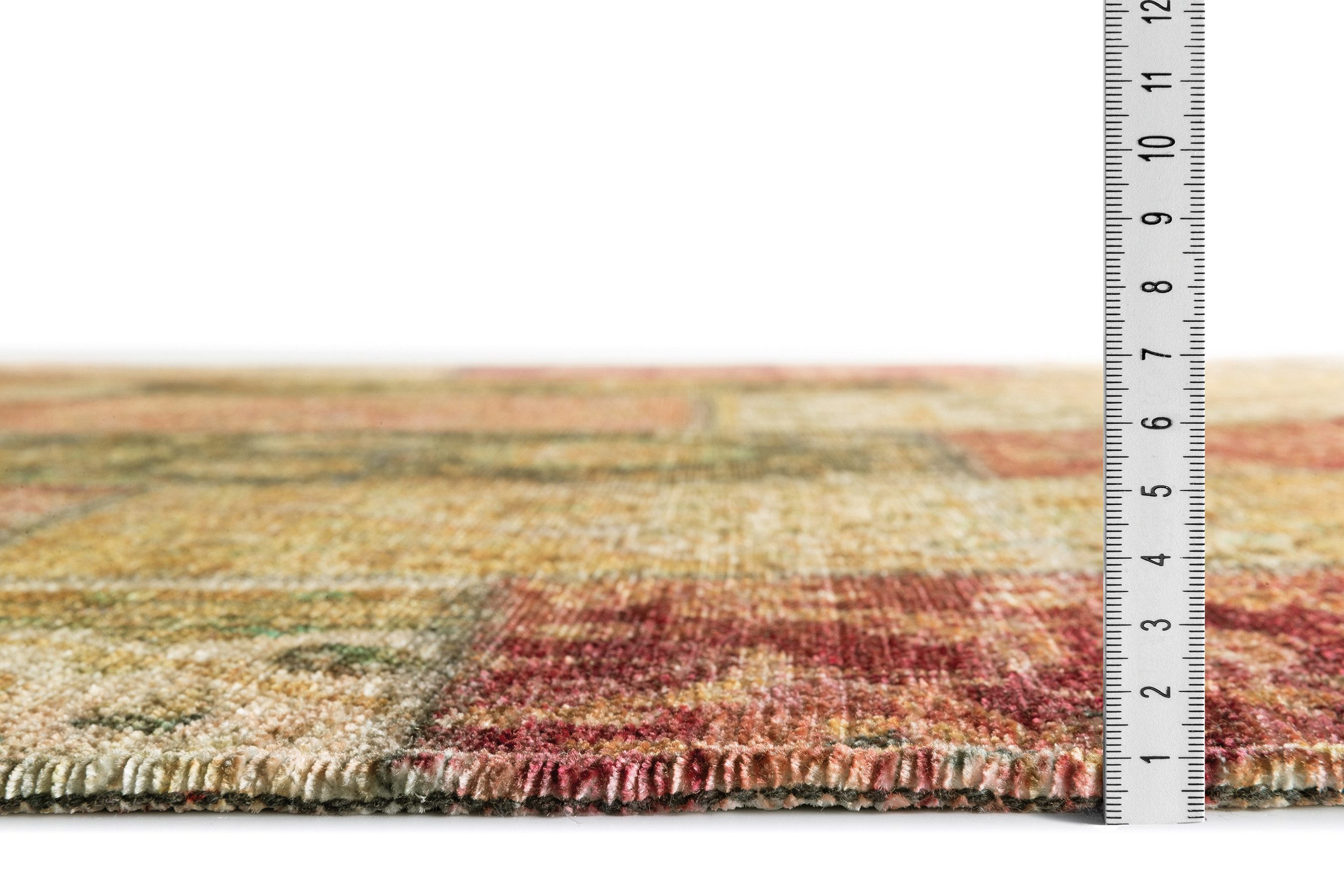 Tesso Living Designteppich MICHELE, Teppich Vintage Look, bunt, Patchwork, Rechteckig, Wohnzimmerteppich, Flachgewebe Print, rutschfest & waschbar