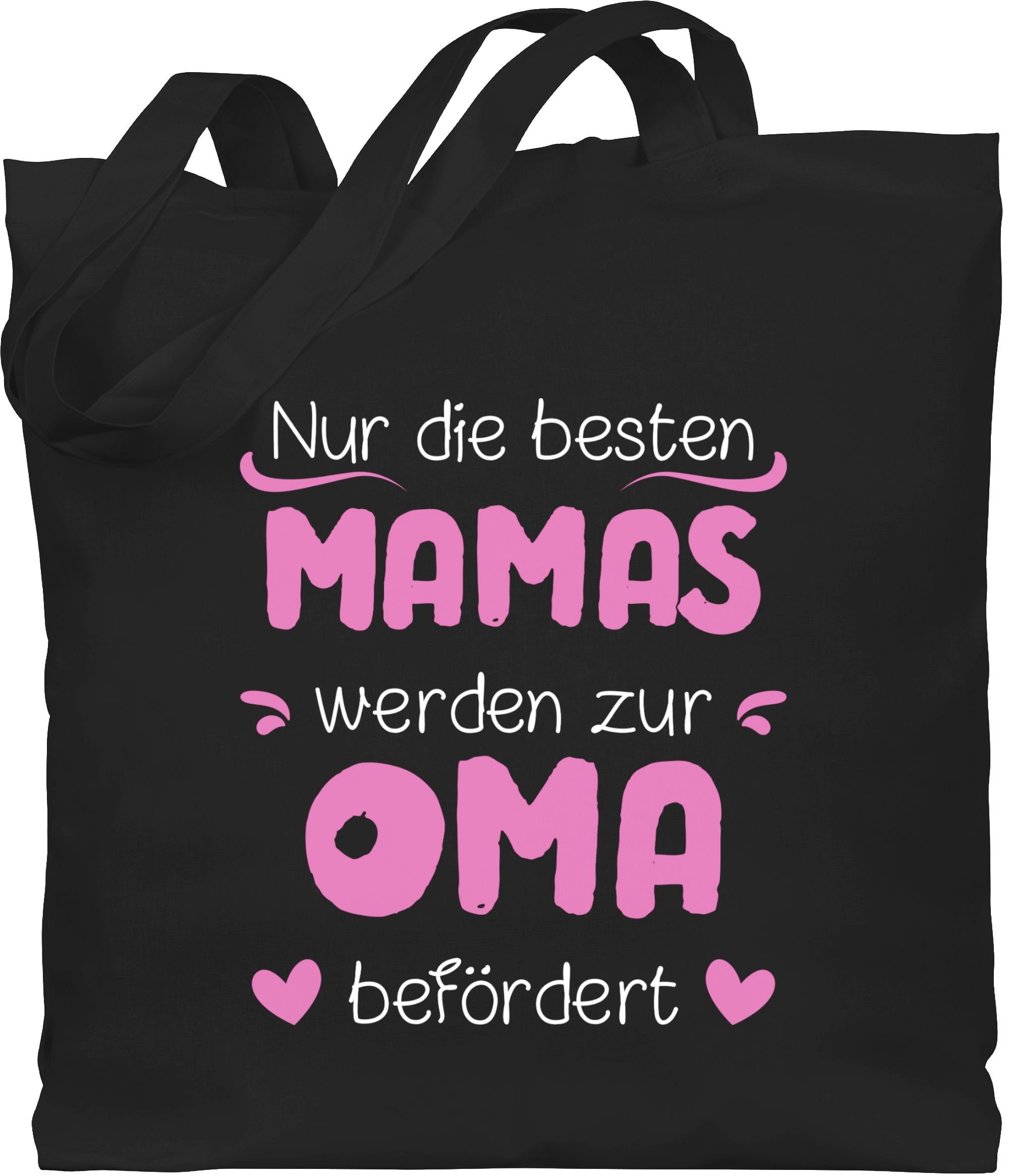 Shirtracer Umhängetasche Nur die besten Mamas werden zur Oma befördert rosa weiß, Oma Geschenk 1 Schwarz