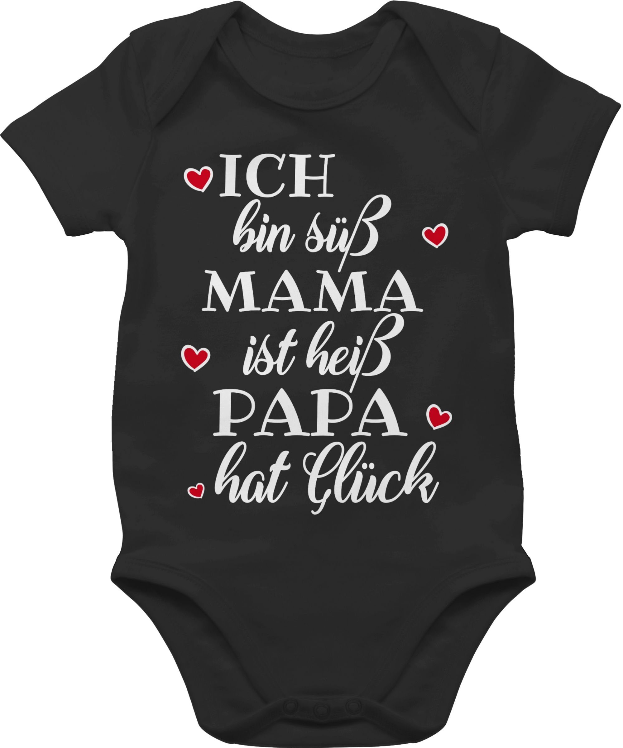 Shirtracer Shirtbody Ich bin süß Mama ist heiß Papa hat Glück Herzen Sprüche Baby