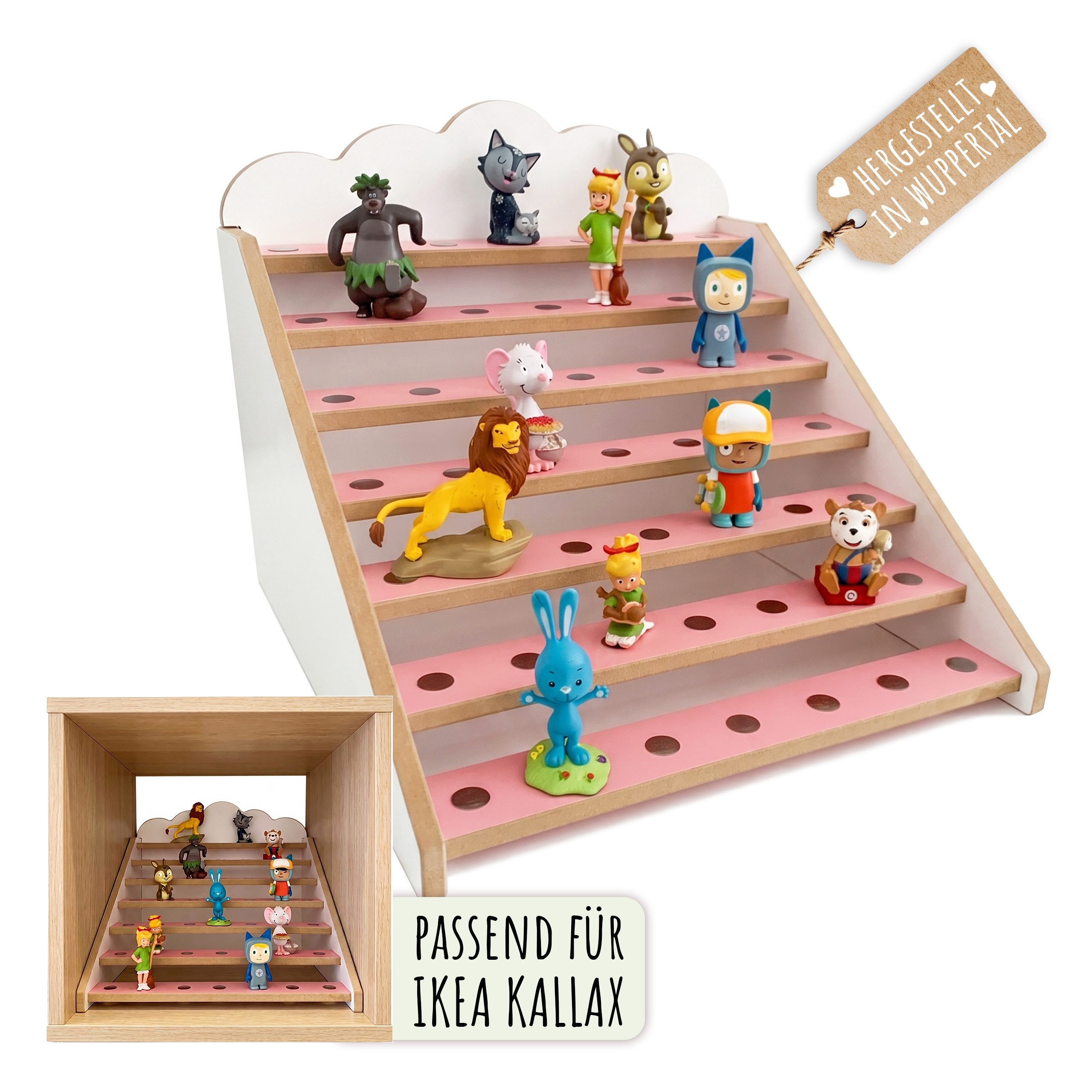 Holzura Kinderregal Tonie Regal für IKEA KALLAX – magnetisch – für ca. 50 Toniefiguren
