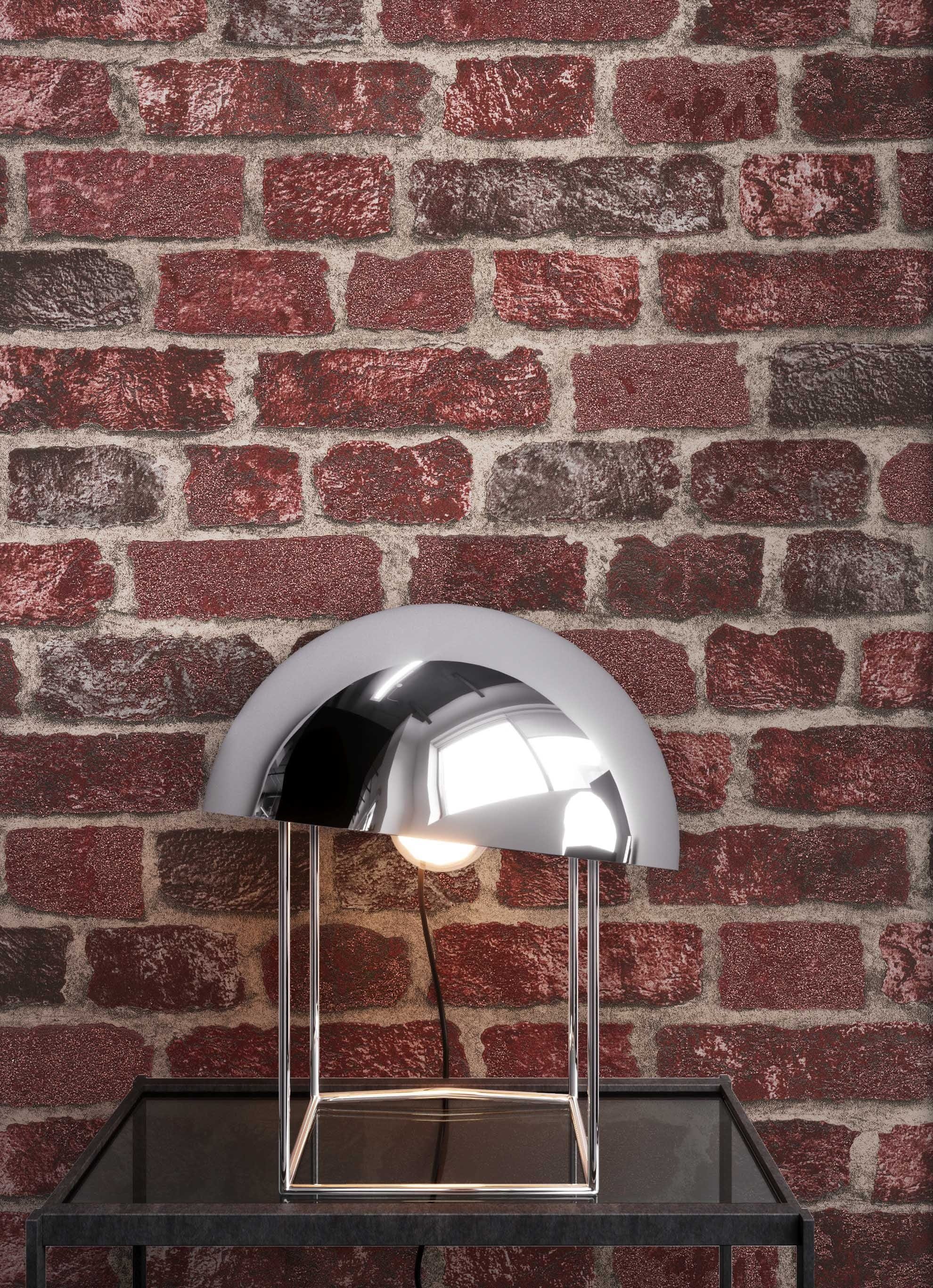 Newroom Vliestapete muster Tapete Steintapete,Tapete,Rot,Steinoptik,Wohnzimmer,Ziegelstein, Backstein