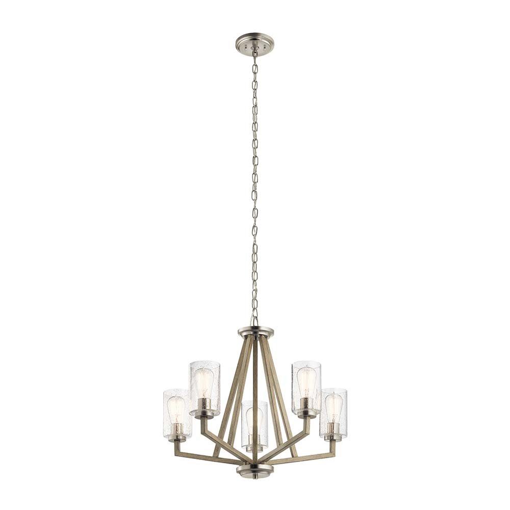 Elstead LIGHTING Kronleuchter, Leuchtmittel nicht inklusive, Kronleuchter Hängelampe Deckenleuchte Pendellampe Stahl Glas Grau D