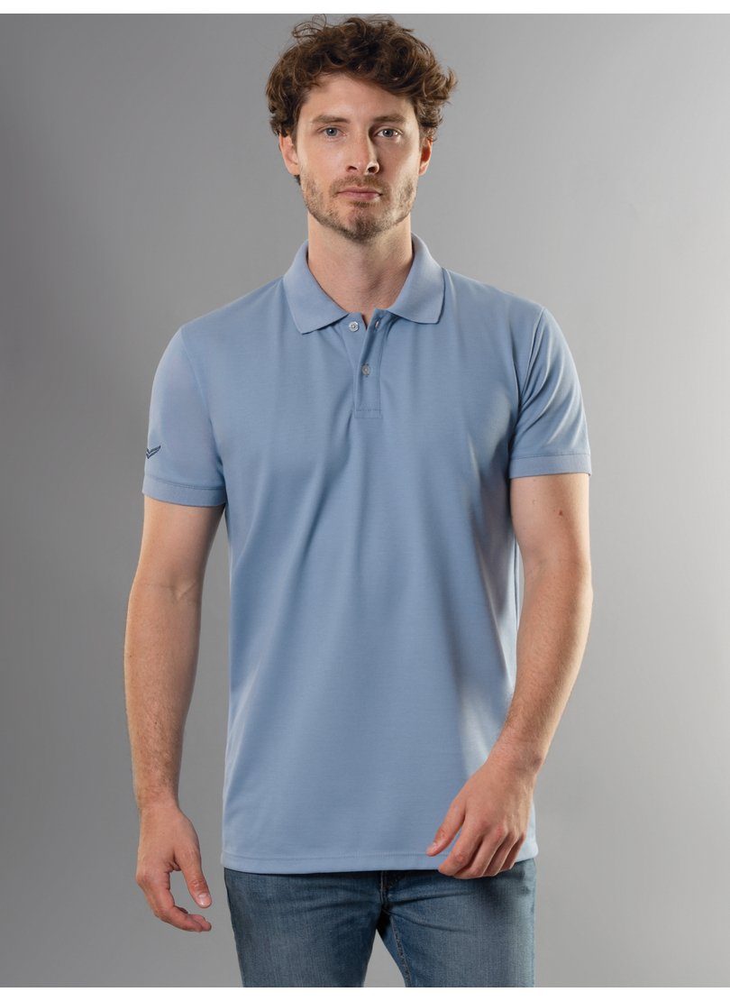 Trigema Poloshirt TRIGEMA aus Slim pearl-blue Fit DELUXE-Piqué Poloshirt