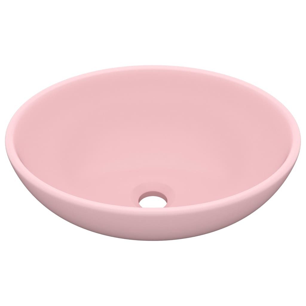 vidaXL Waschbecken Luxuriöses Ovales Waschbecken Matt Rosa 40x33 cm Keramik günstig online kaufen