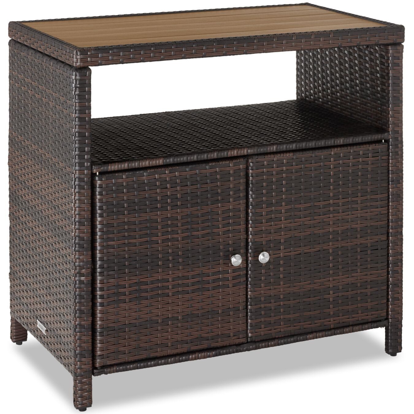 tectake Geräteschrank Rattan WPC-Schrank Monscia - wetterfest und langlebig (GartenschrankMontagematerialMontageanleitung, 1-St., 1 St) mit Magnetverschluss und Stahlgestell