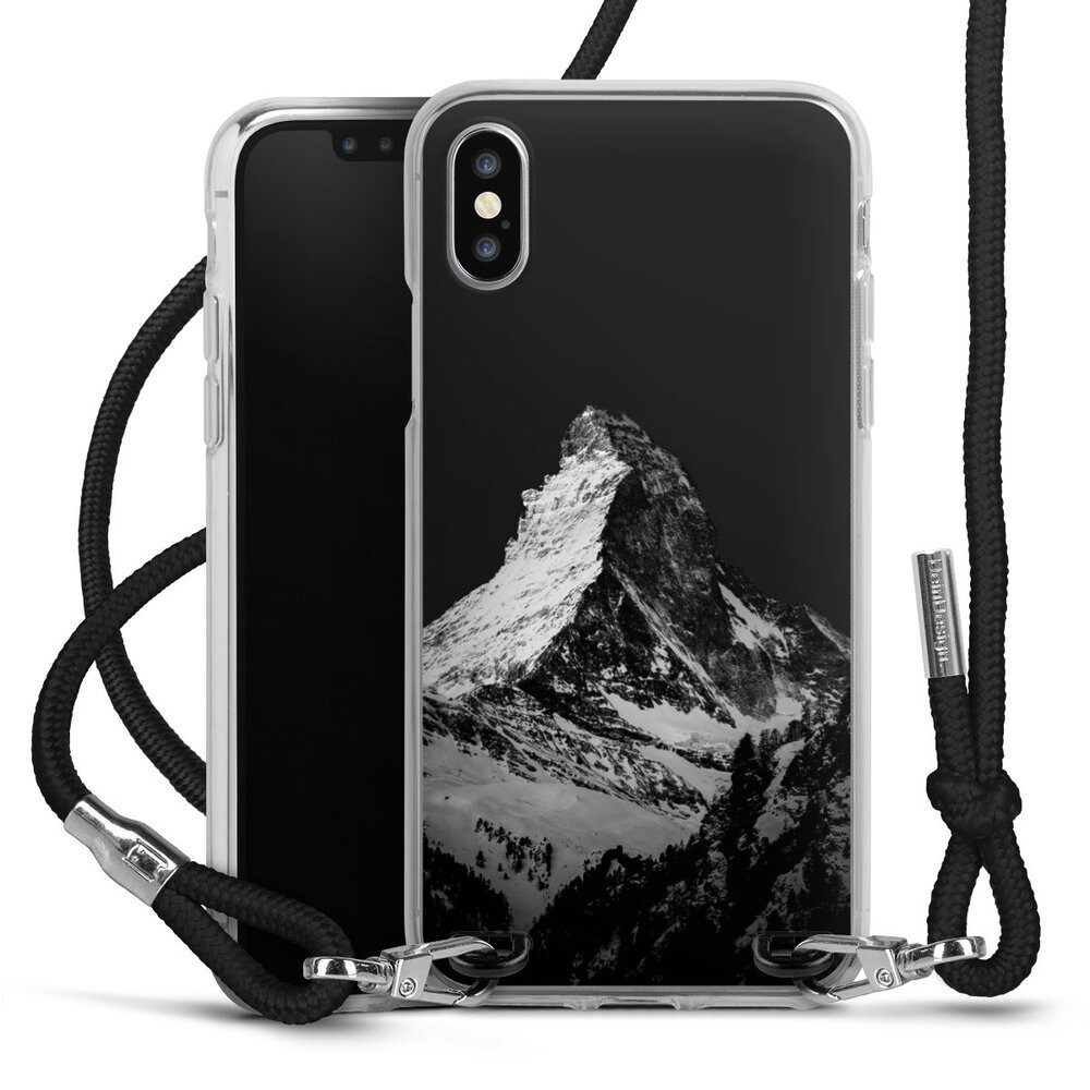 DeinDesign Handyhülle Berg Schnee Alpspitze Snow Capped Mountains Grayscale, Apple iPhone X Handykette Hülle mit Band Case zum Umhängen
