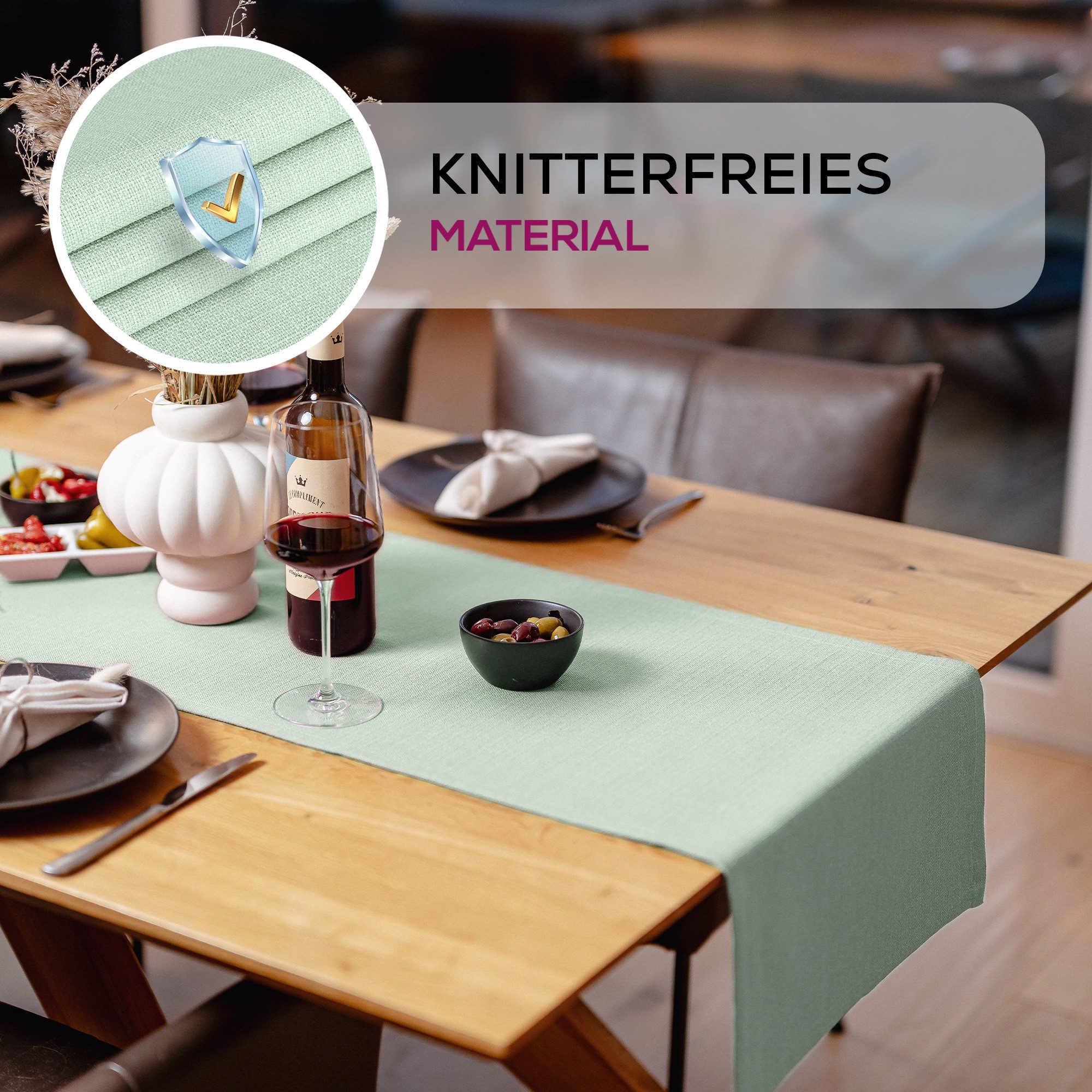 Beautex Tischdecke Lina elegante Leinenoptik, viele Größen und Farben (1-tlg), Schmutzabweisend, knitterarm, sauber umnähmter Saum – Bild 4 von 5