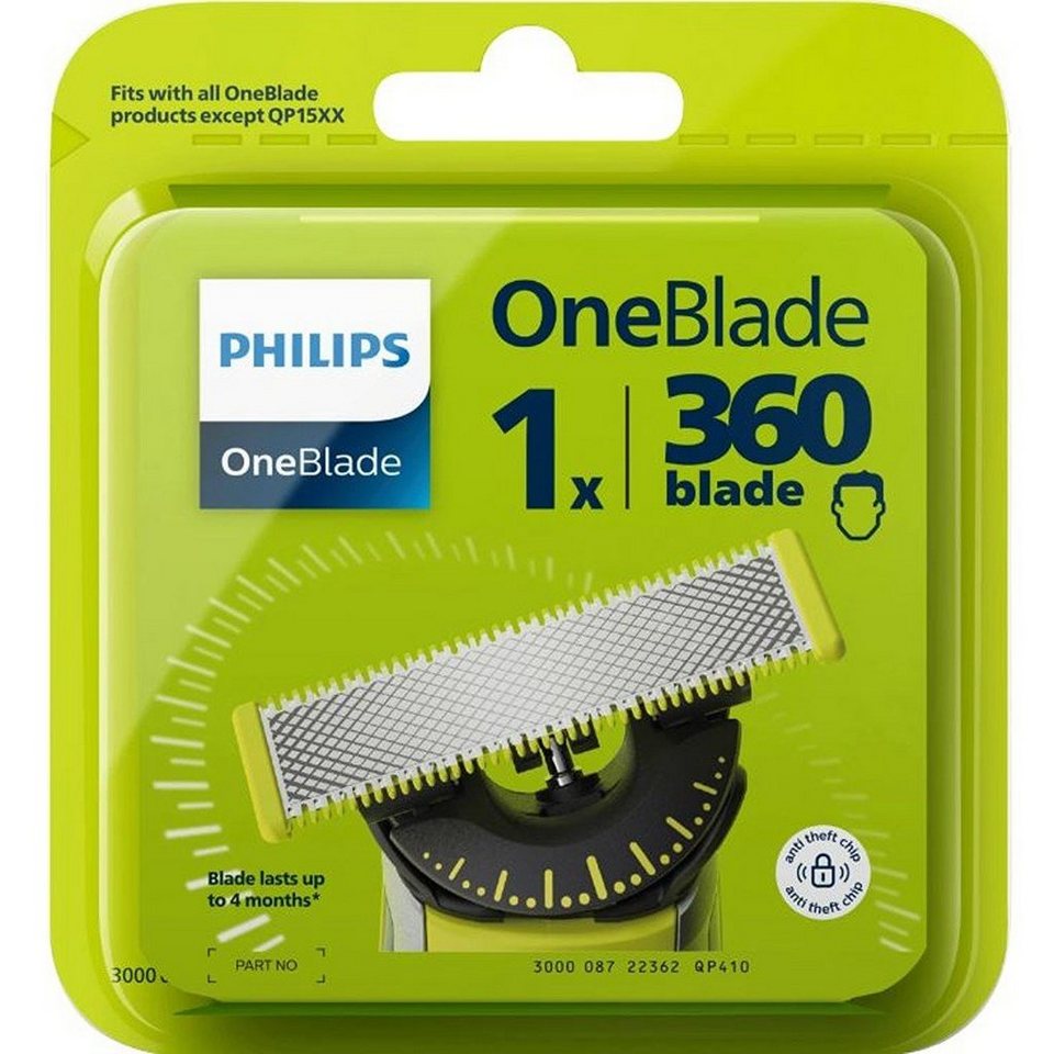 Philips Ersatzscherteil OneBlade 360, 1 St., 360-Grad-Klinge, nass und  trocken einsetzbar, hält bis zu 4 Monate, Langlebige Edelstahlklinge, die  bis zu 4 Monate verwendbar ist