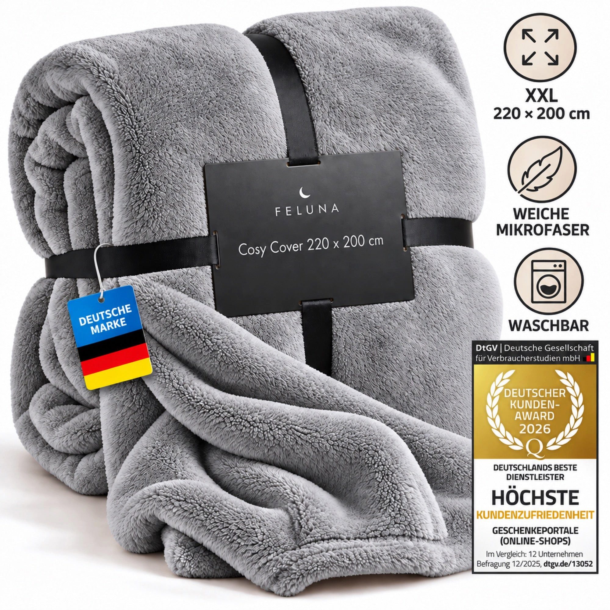 Wohndecke FELUNA Coral Fleece Kuscheldecke XXL – Superweicher Cashmere-Touch, Feluna, Tagesdecke Kaschmir-Touch 220 x 200 cm