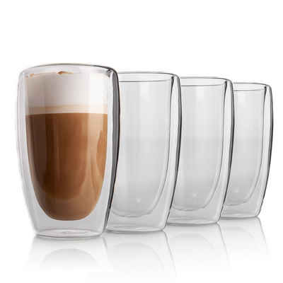 BigDean Latte-Macchiato-Glas 4 Stück Doppelwandige Latte Macchiato Gläser 400 ml, Glas