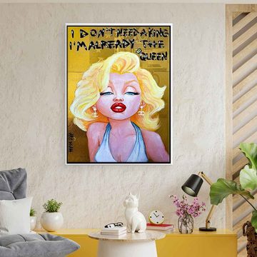 DOTCOMCANVAS® Leinwandbild Queen Marilyn, Leinwandbild Queen Marilyn Monroe feministisches Bild Comic gelb gold